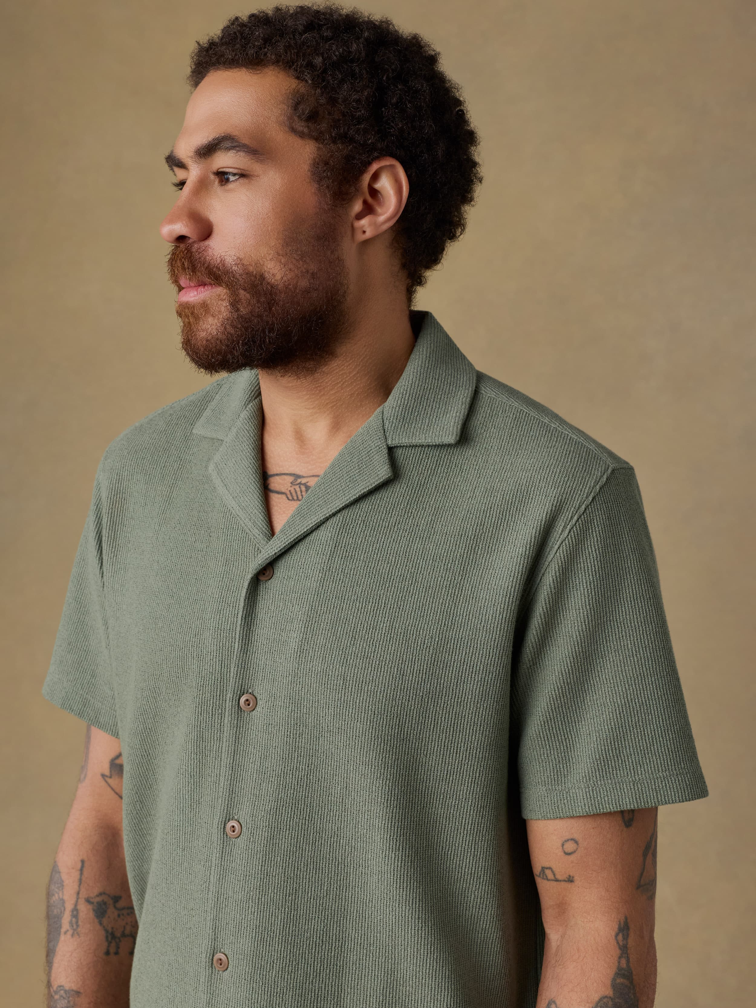 mens dress camp shirts Ash & Erie White Linen Camp Collar Short Sleeve Shirt for Short Men