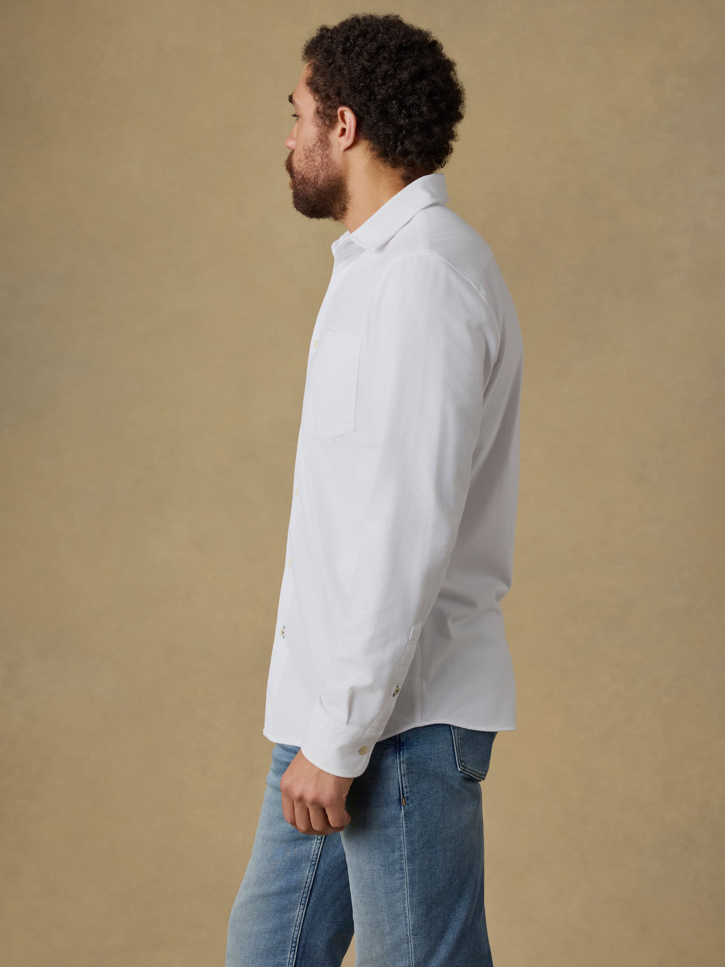 | Costa Pique Shirt - Pure White | Faherty Brand