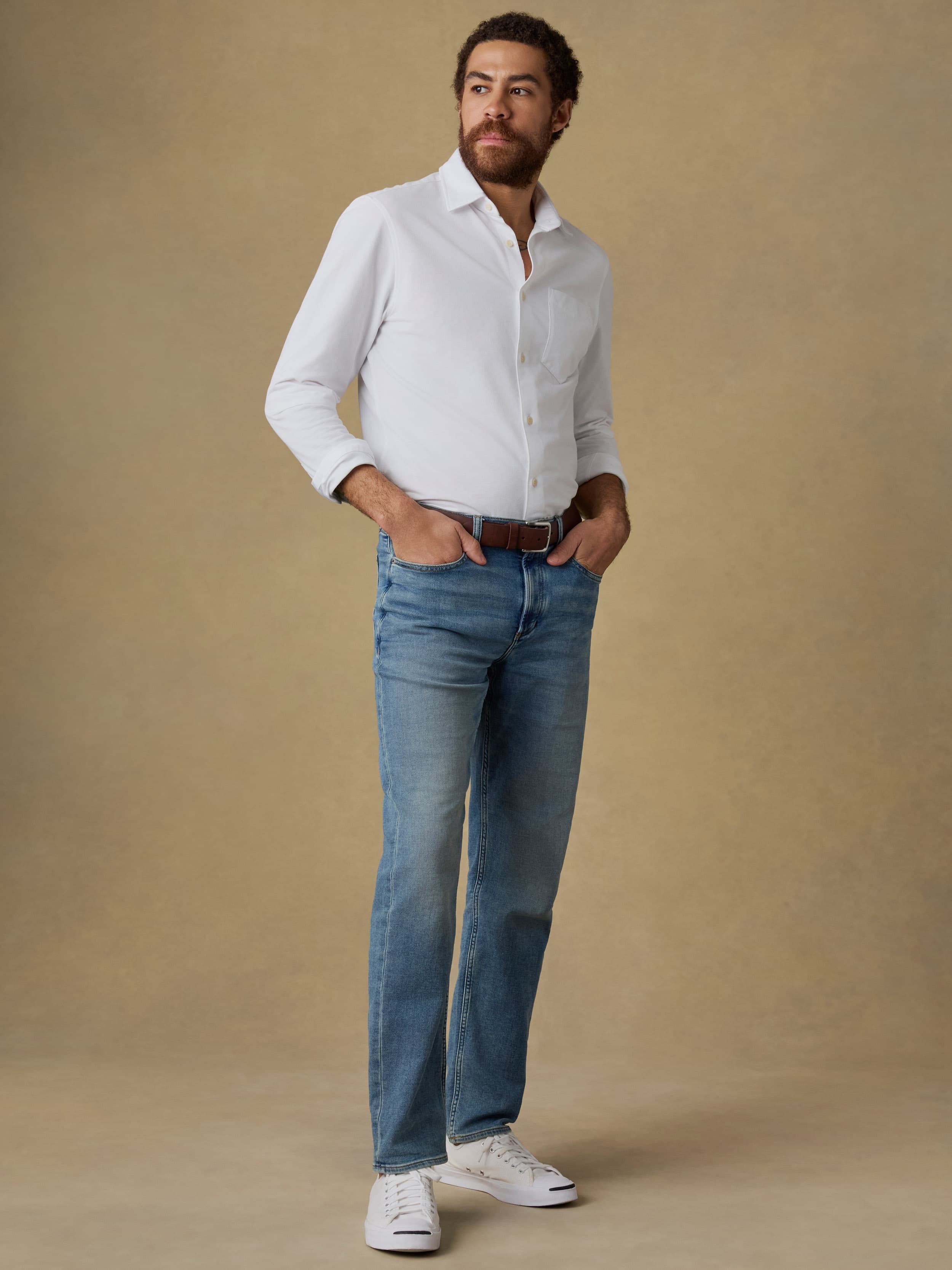  | Costa Pique Shirt - Pure White | Faherty Brand