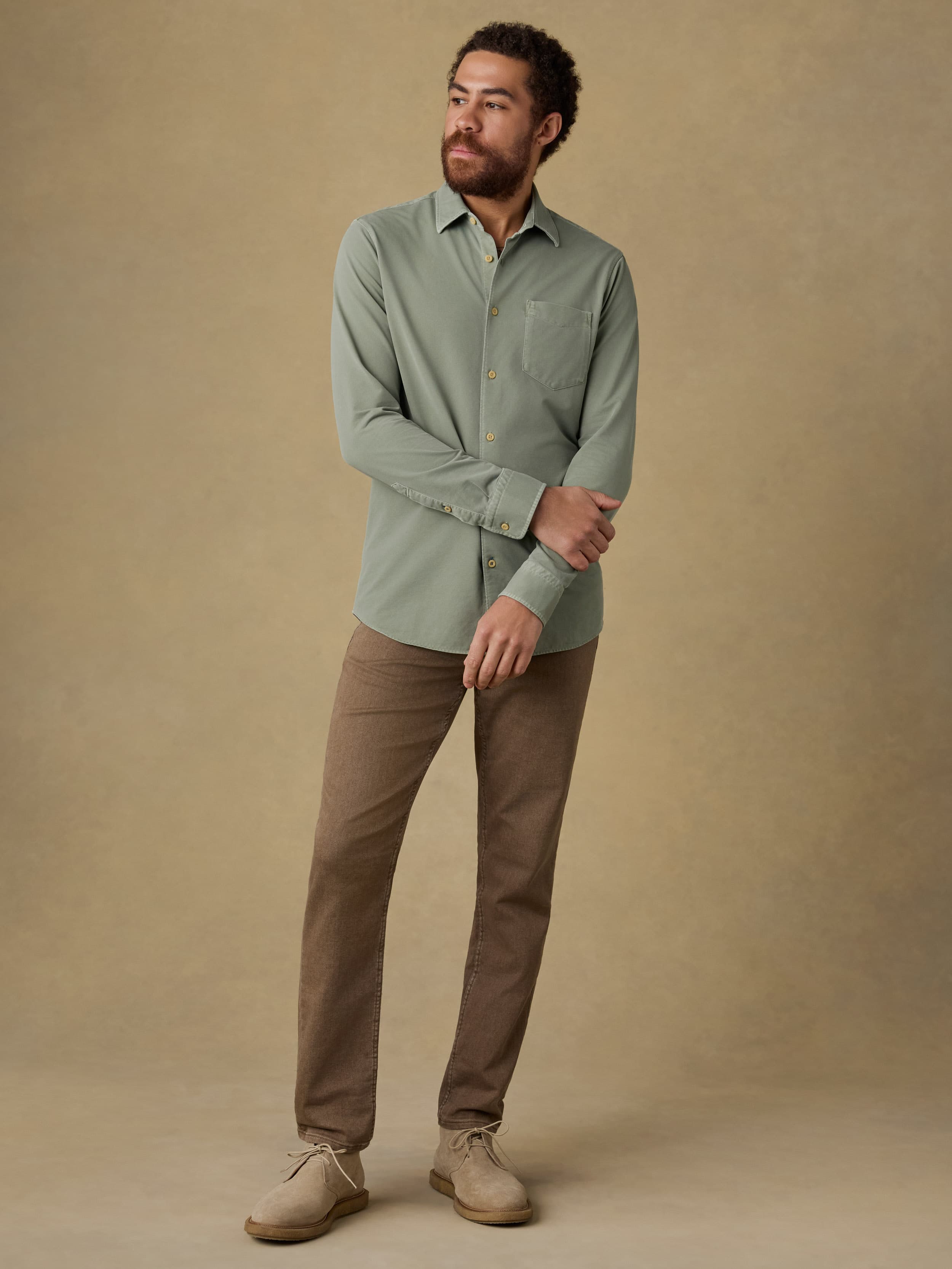 olive mens dress shirt Japanese Olive Linen Rayon Blend Shirt