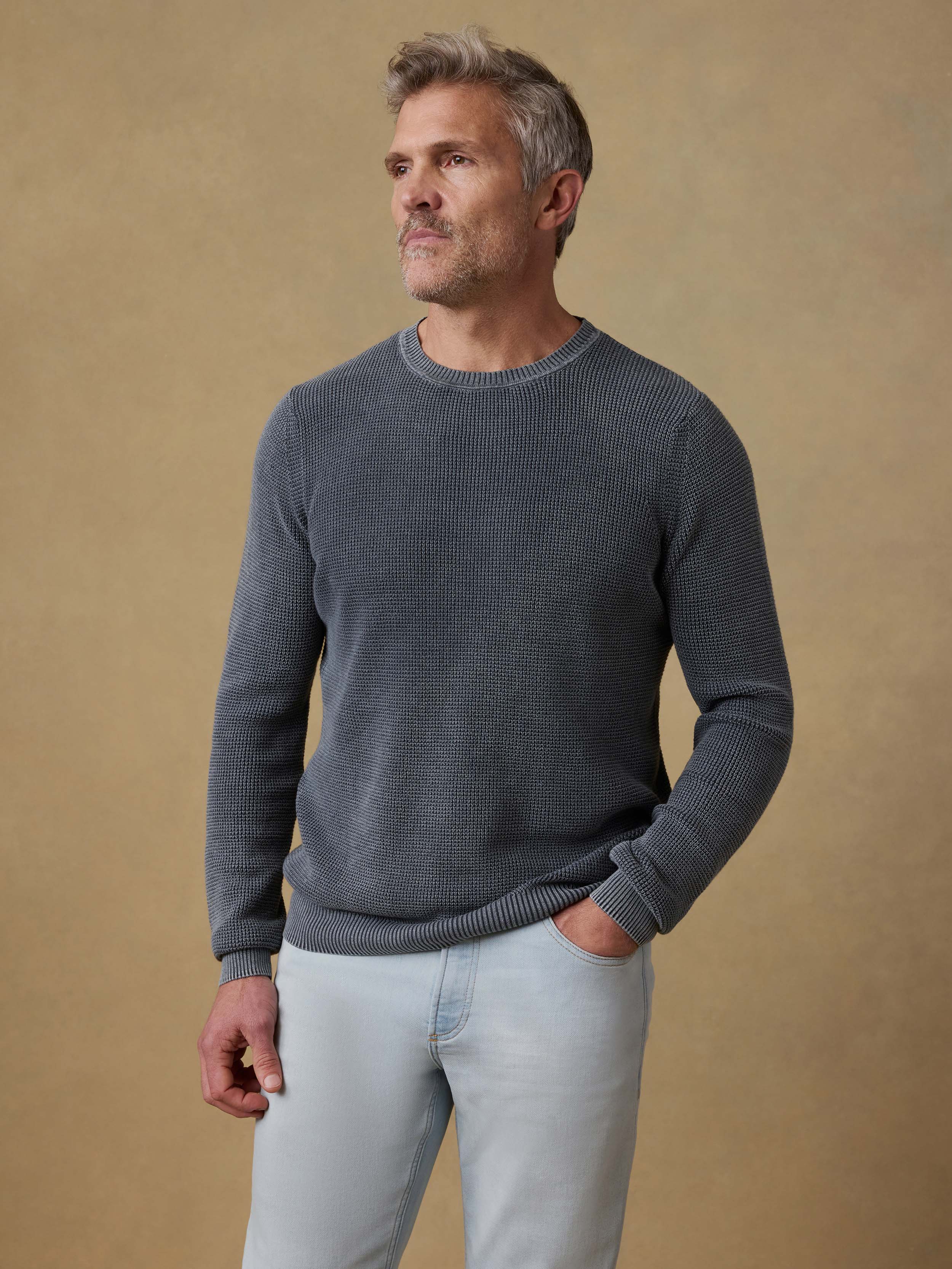 Sunwashed Crewneck Sweater - Faded Black | Faherty Brand