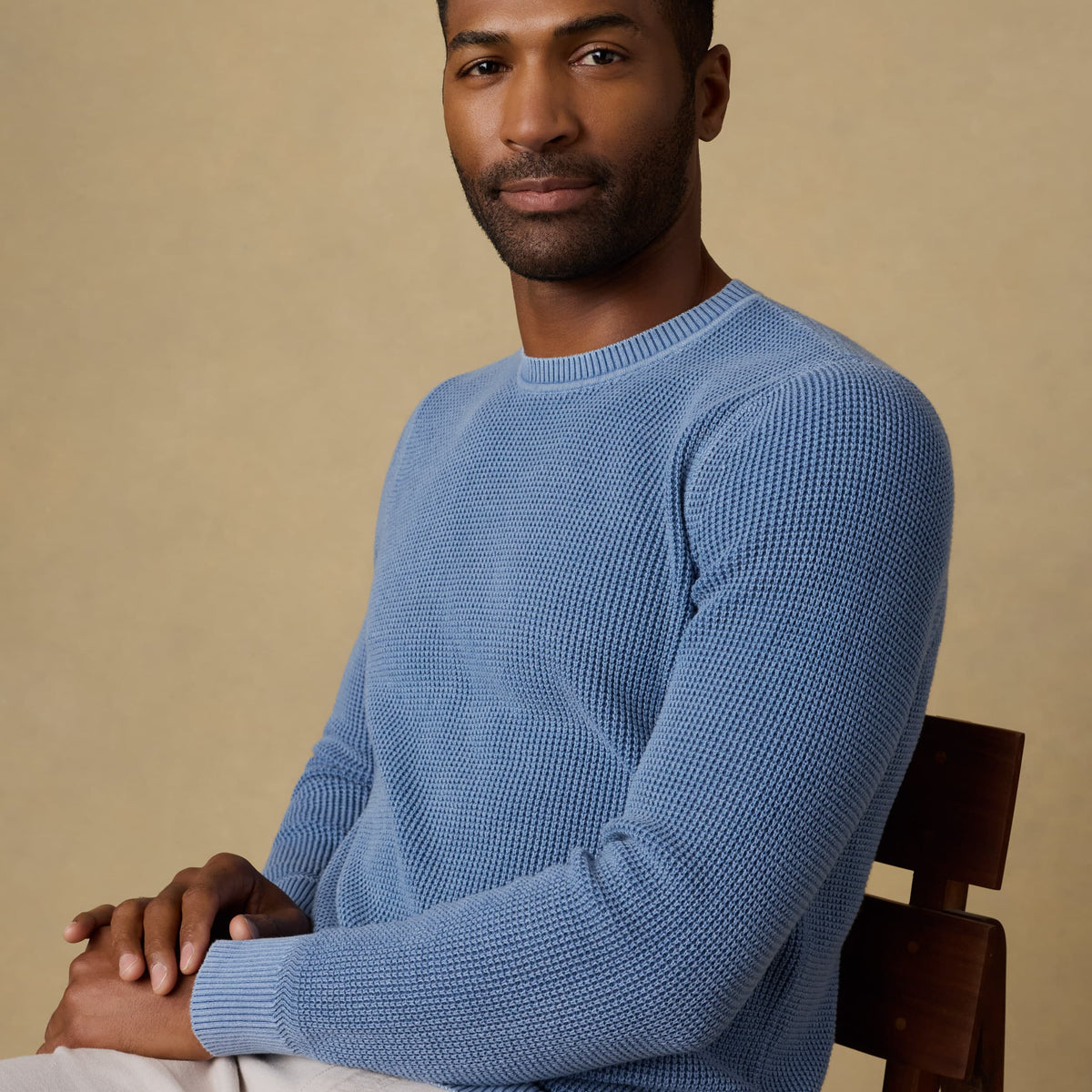 Light Blue Crewneck Sweater Shirt Mens Light Blue Sweater Faherty Men's Sunwashed Crewneck Sweater Blue  Sea, Small, Cotton
