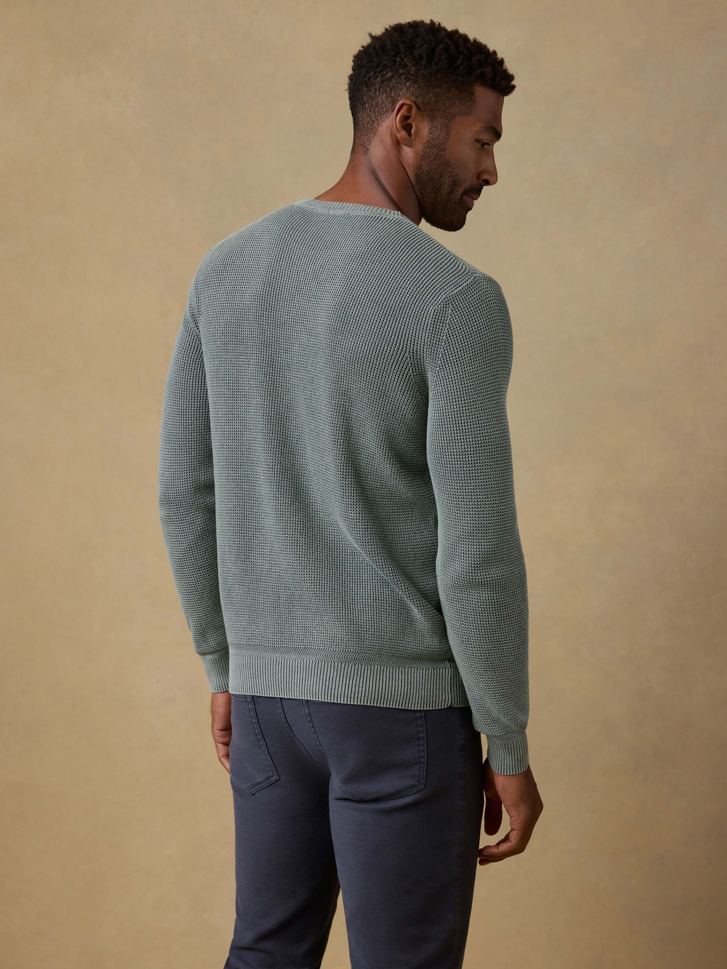 Sunwashed Crewneck Sweater - Mountain Olive | Faherty Brand