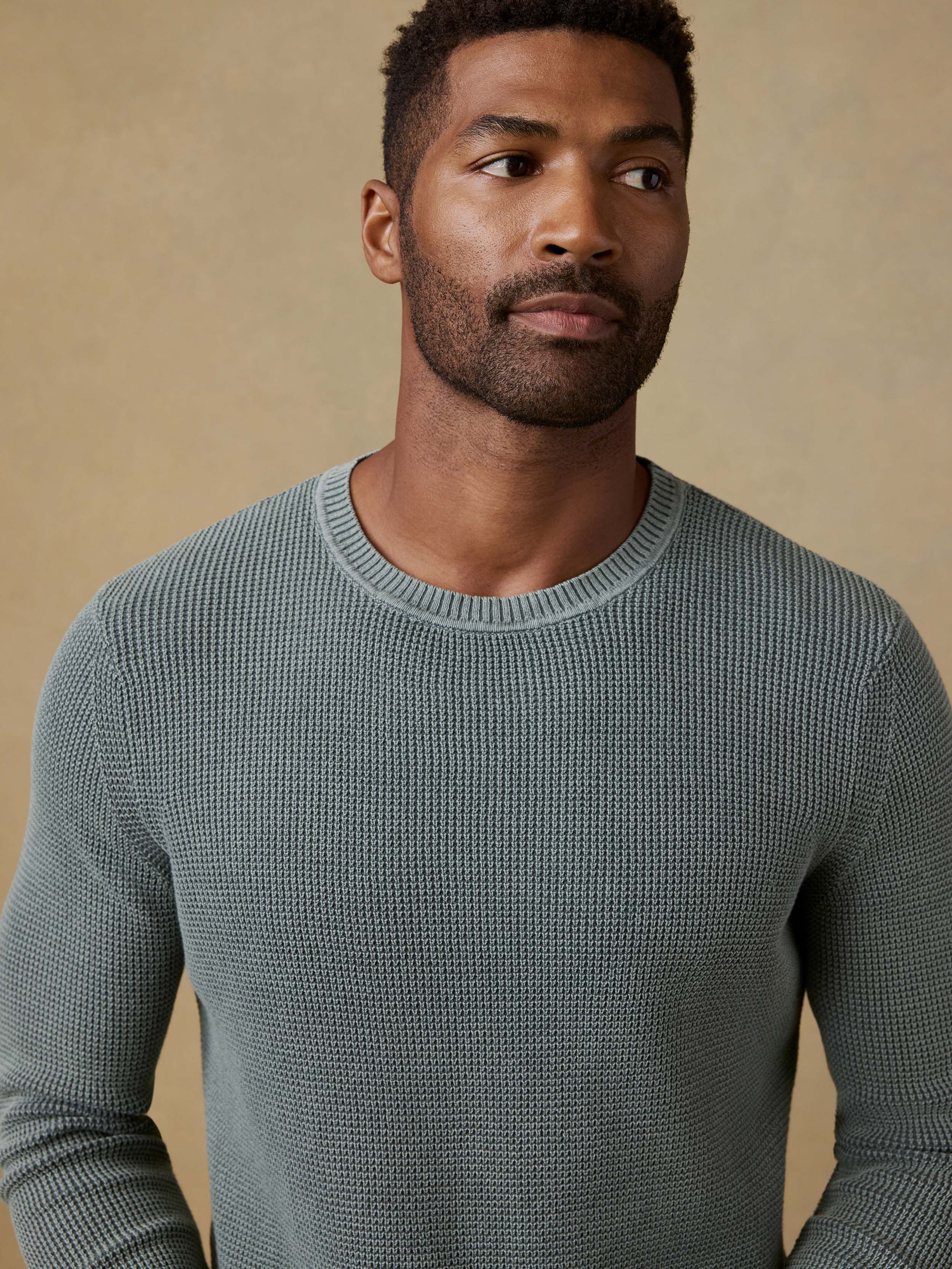 Sunwashed Crewneck Sweater - Mountain Olive | Faherty Brand