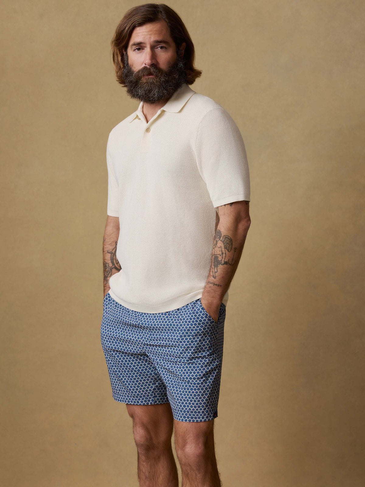 Faherty Brand Sunwashed Sweater Polo Shirt - White