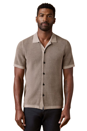Short-Sleeve Sunwashed Sweater Shirt - Island Brown