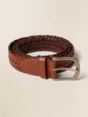 Men's Braided Belt - Saddle Brown