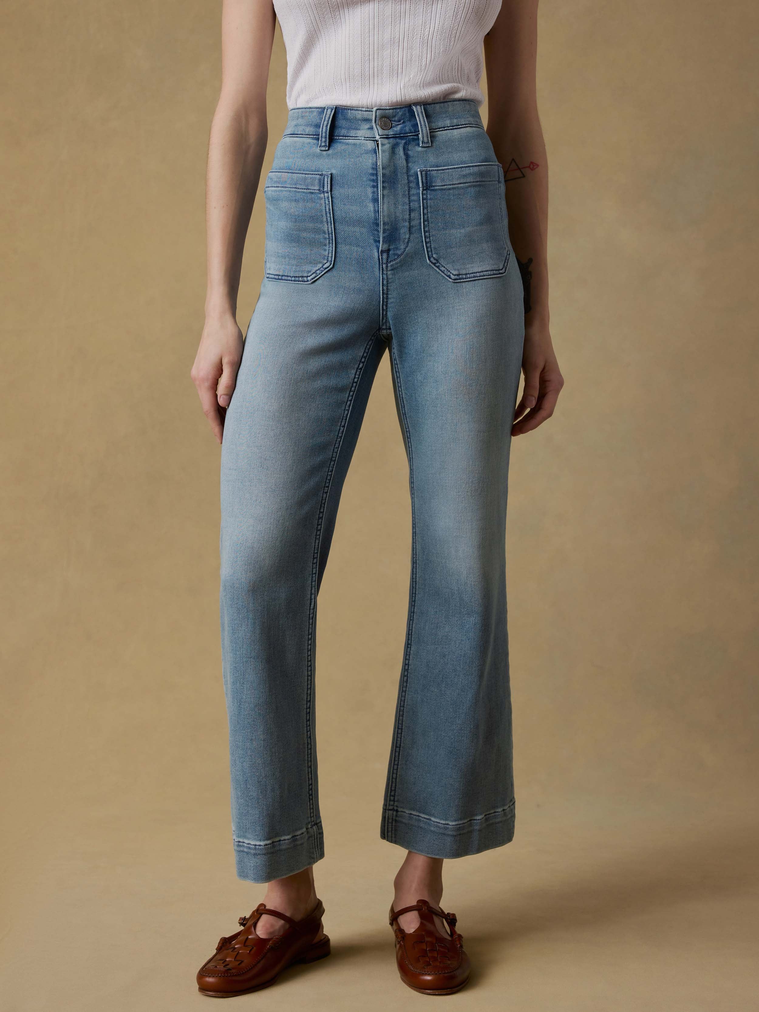 Stretch Terry Patch Pocket Ankle Pant - Eastern Shore Wash | Faherty Brand