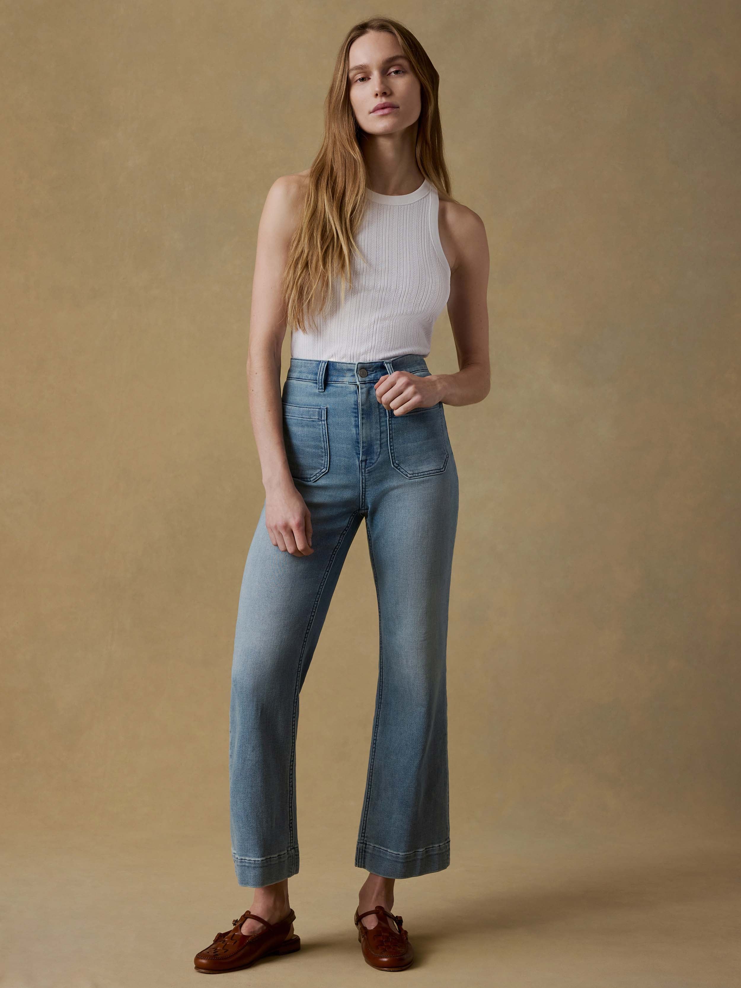 Stretch Terry Patch Pocket Ankle Pant - Eastern Shore Wash | Faherty Brand