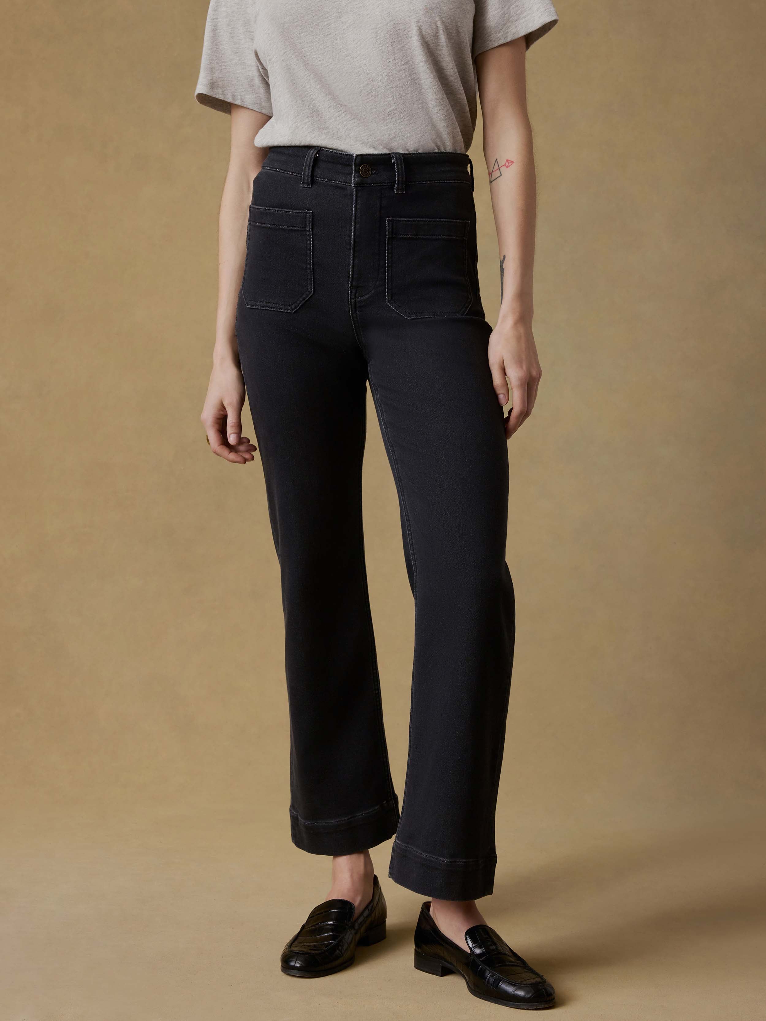 Stretch Terry Patch Pocket Ankle Pant - Onyx Black