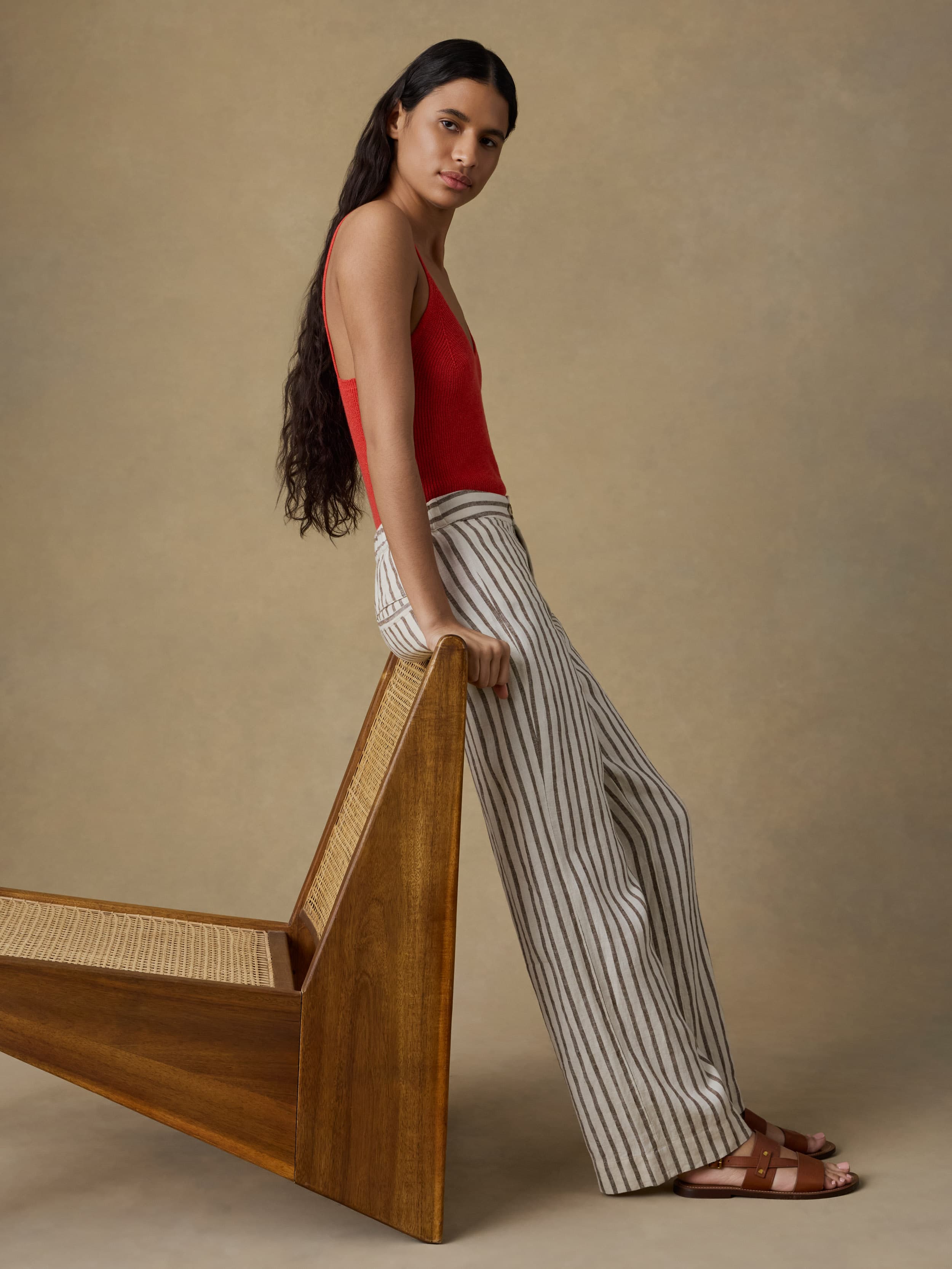 Sun Strider Linen Pant - Cocoa Grove Stripe | Faherty Brand