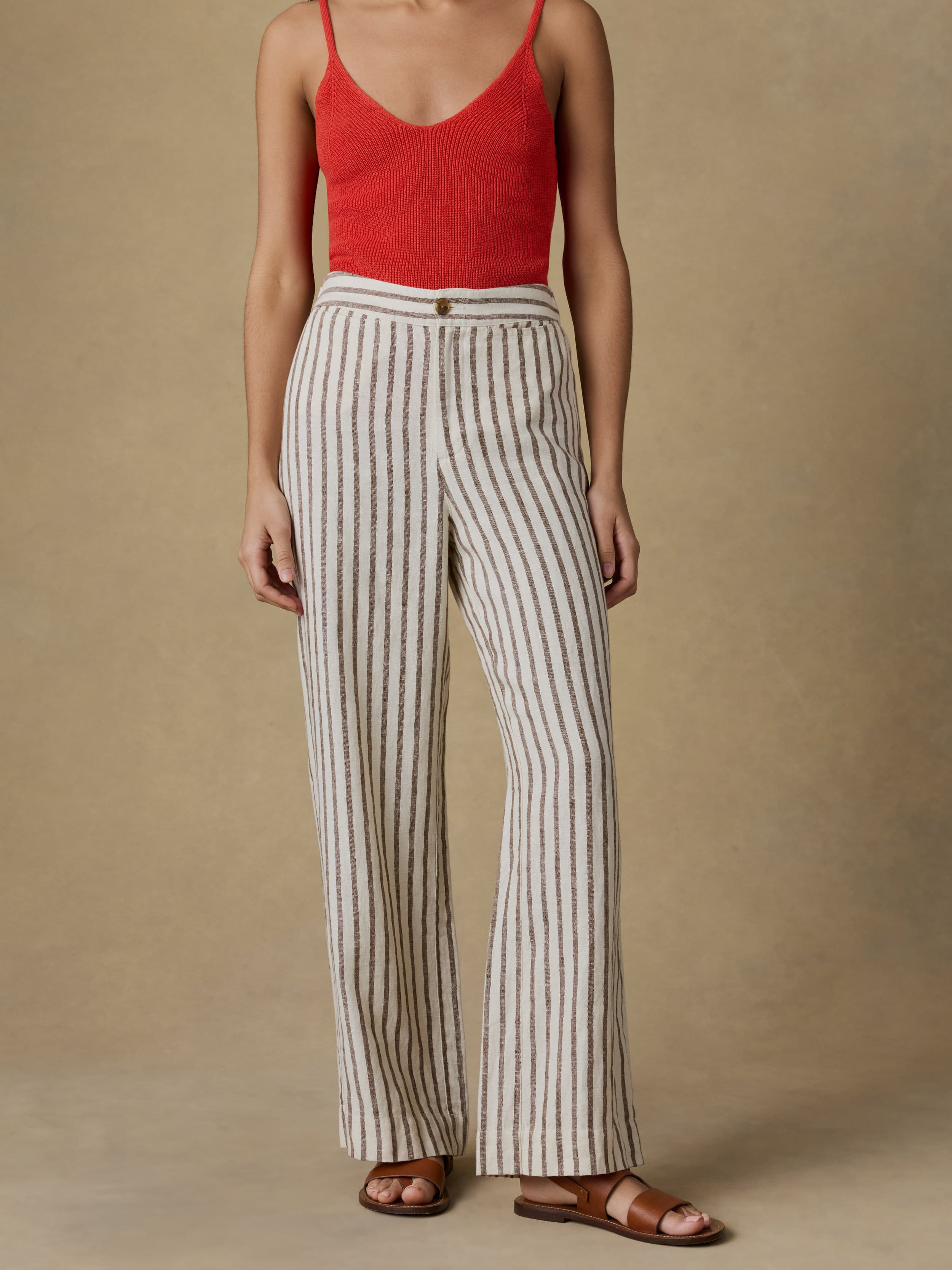 Sun Strider Linen Pant - Cocoa Grove Stripe | Faherty Brand