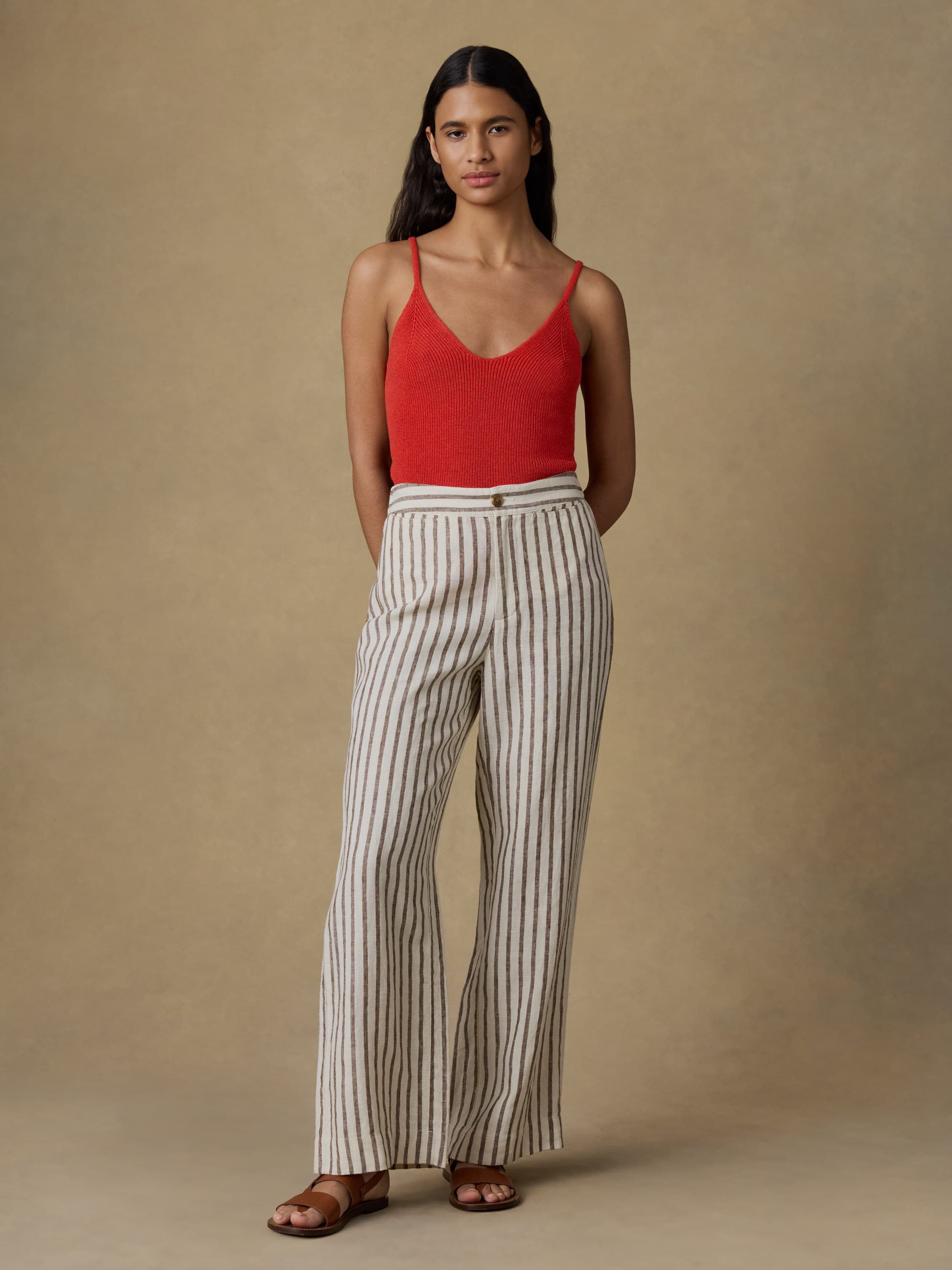 Sun Strider Linen Pant - Cocoa Grove Stripe | Faherty Brand