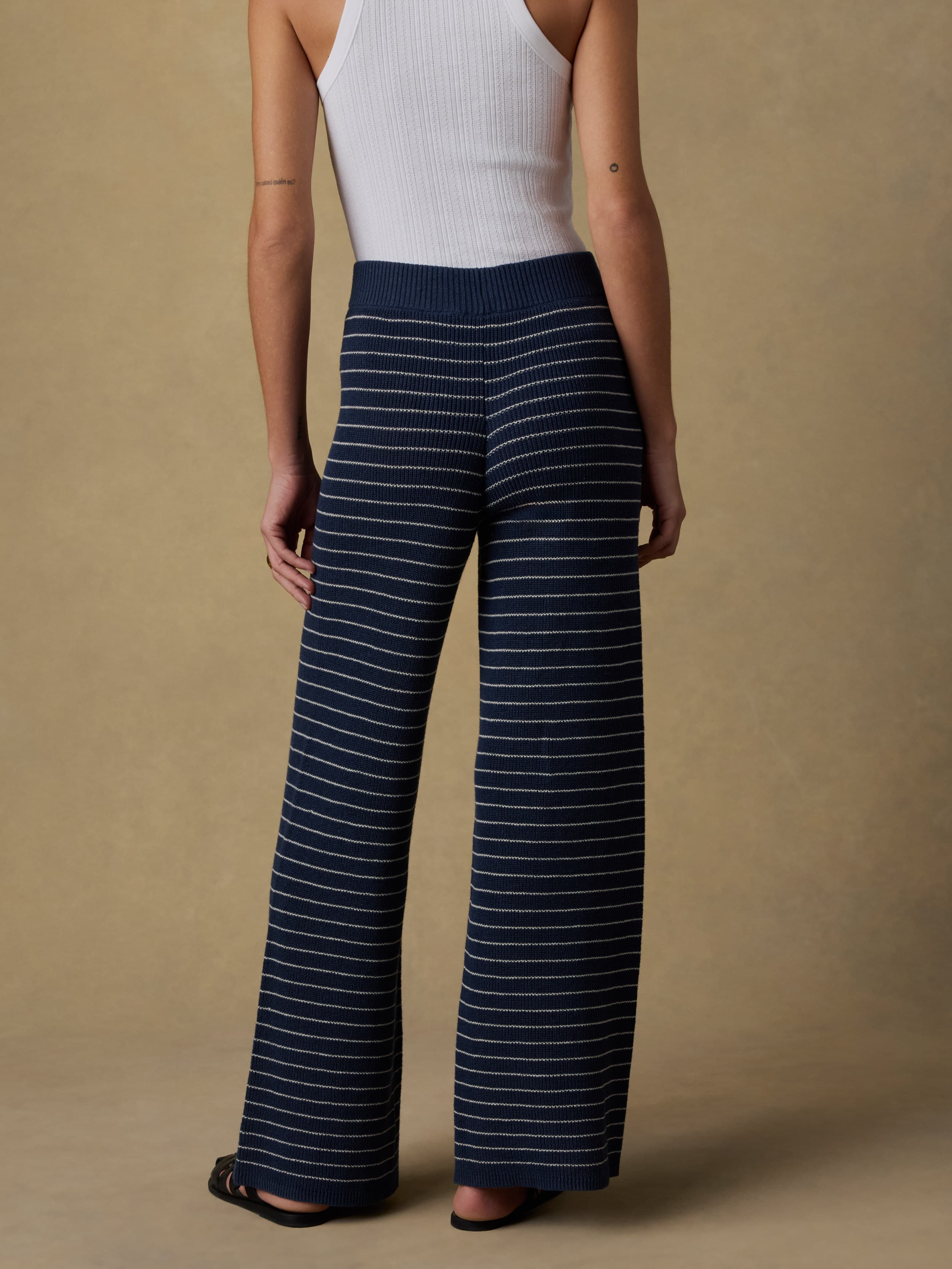  | Miramar Linen Sweater Pant - Navy Stripe | Faherty Brand