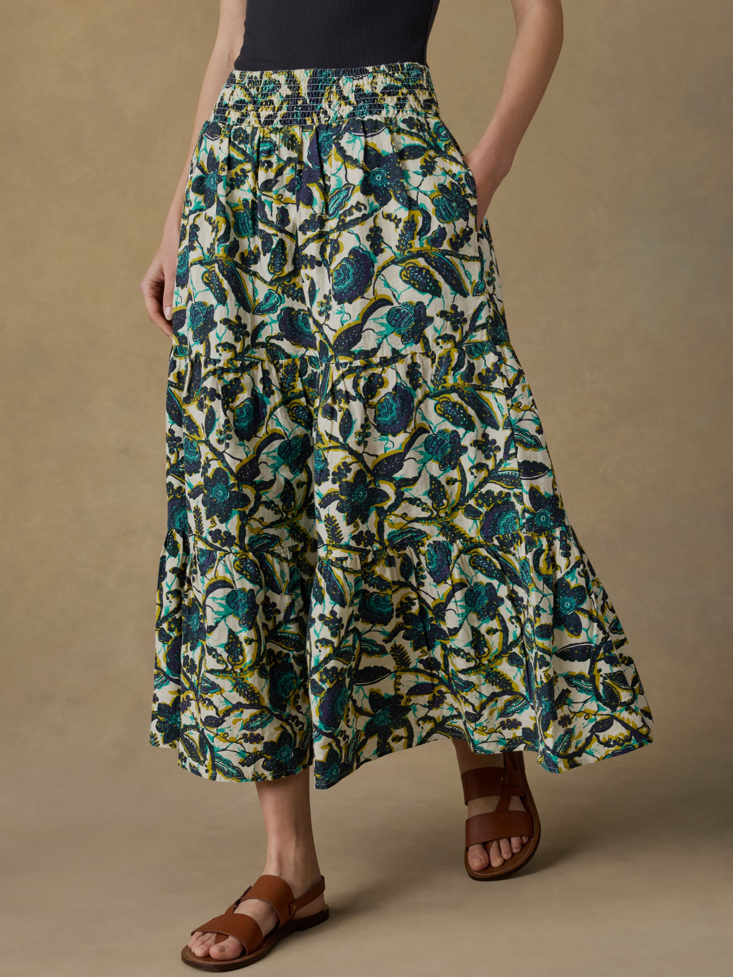 Montecito Linen Maxi Skirt - Tropics | Faherty Brand