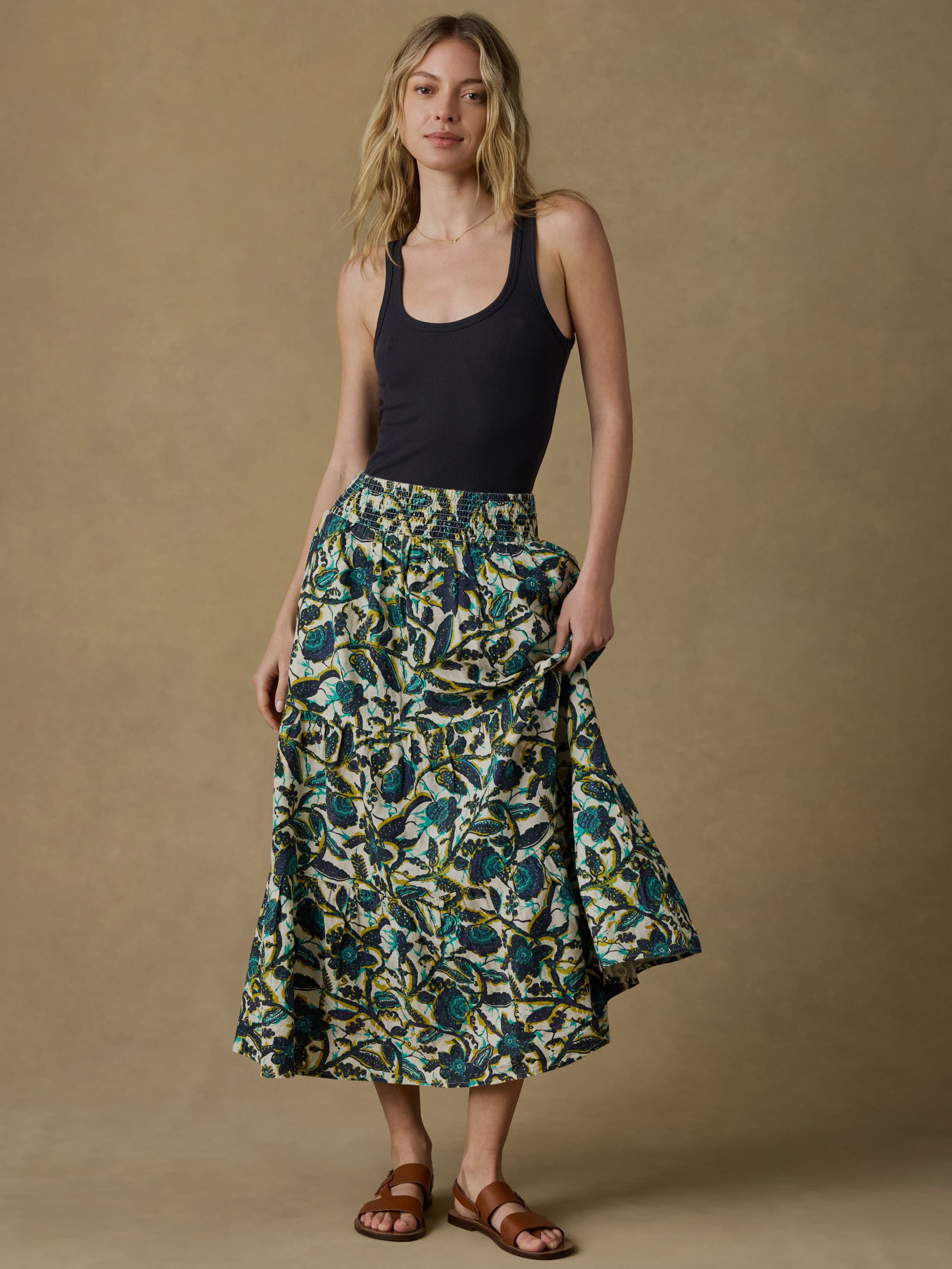 Montecito Linen Maxi Skirt - Tropics | Faherty Brand