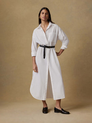 Coastal Poplin Rio Shirt Dress - White