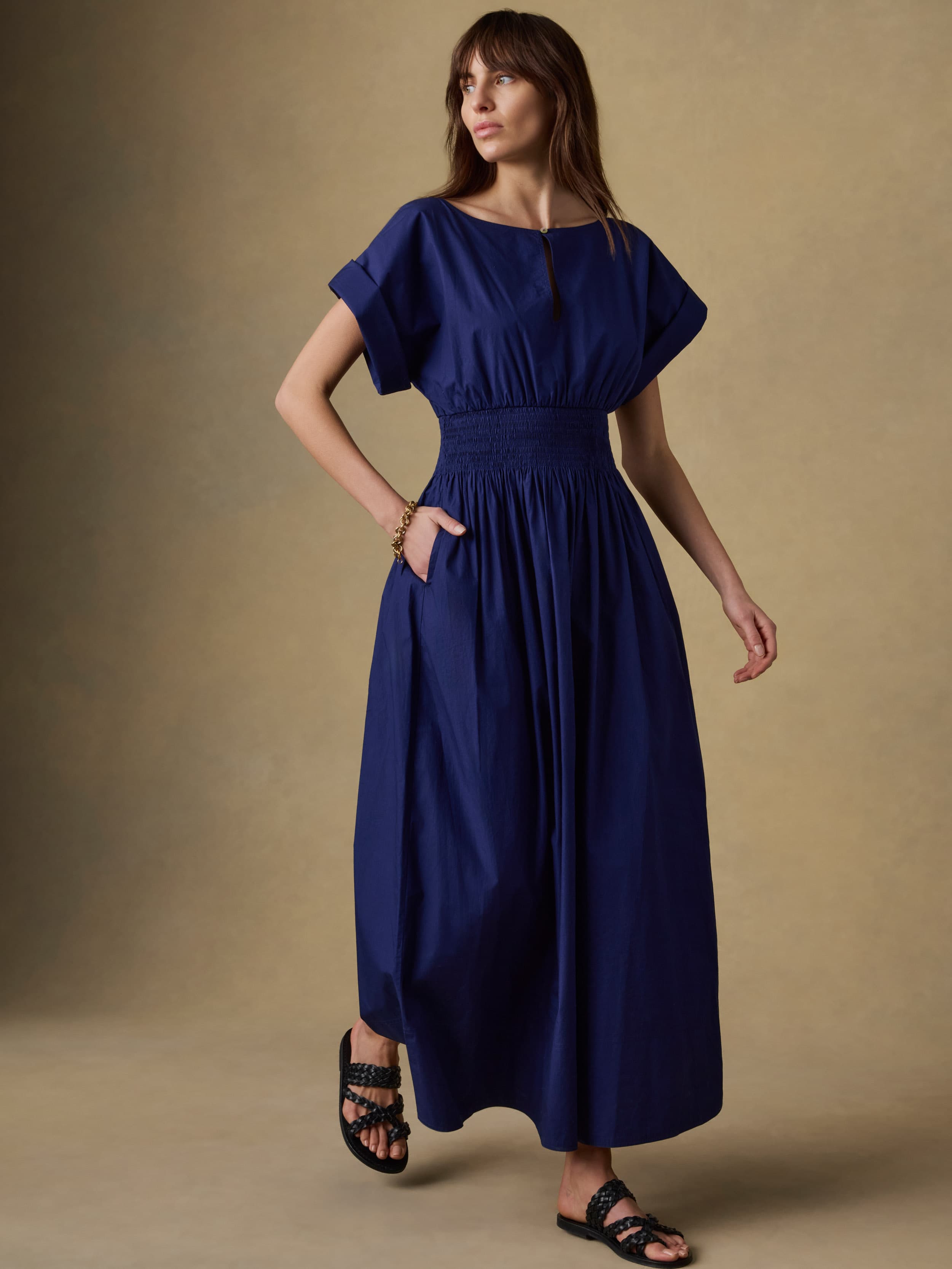 Coastal Poplin Elia Smocked Dress