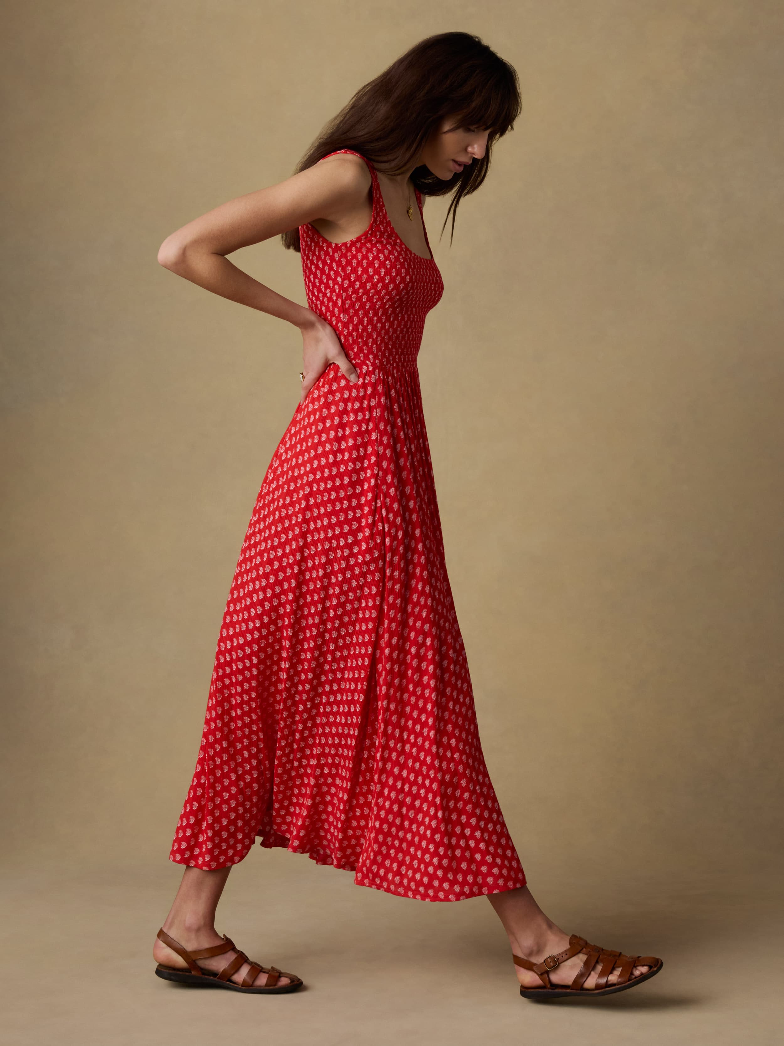 Sophia Smocked Dress - Red Lotus Floral - Red Lotus Floral / XXS Sophia Smocked Dress - Red Lotus Floral - Red Lotus Floral / XXS