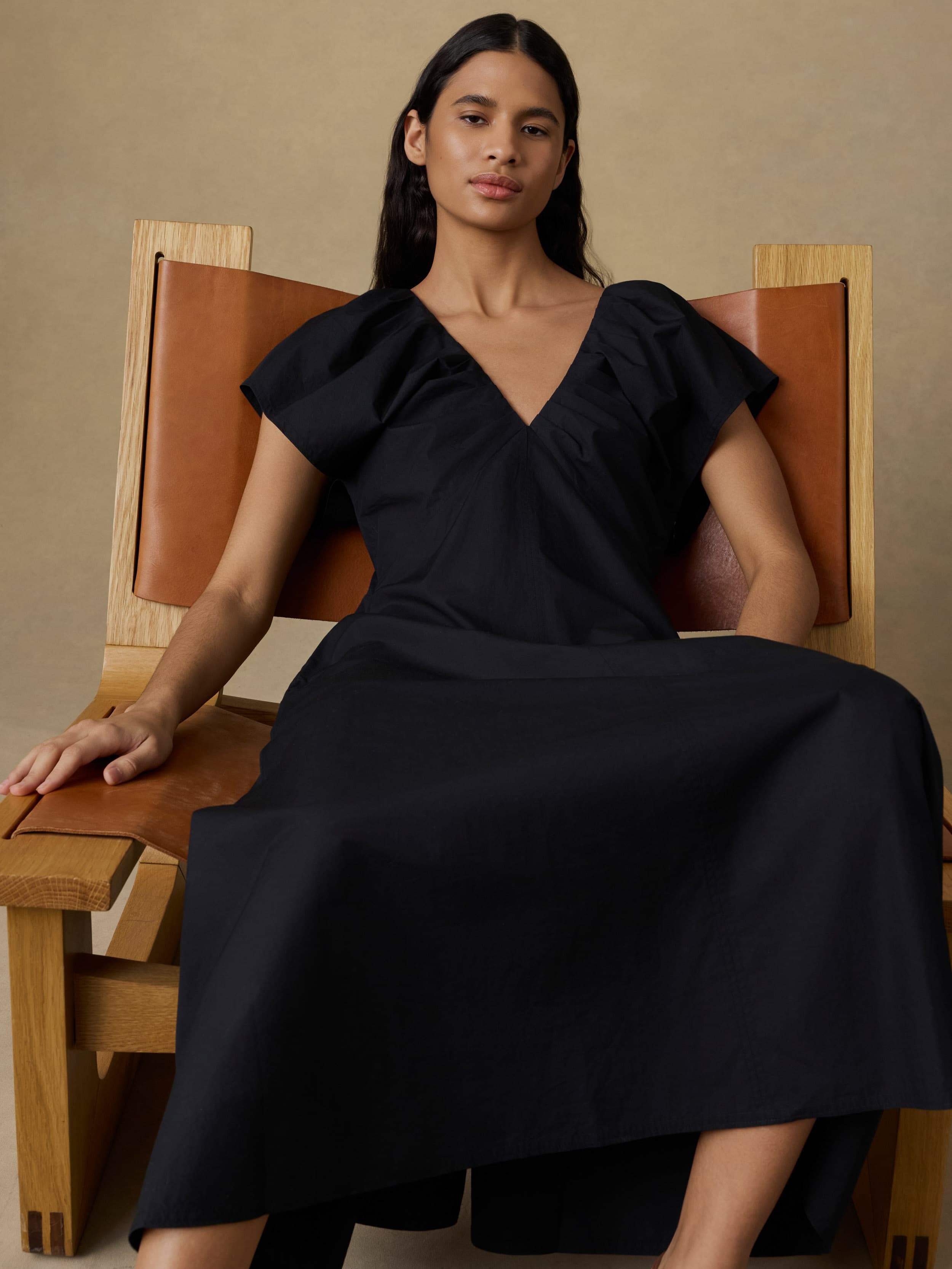 Coastal Poplin Bondhi Dress - Black | Faherty Brand