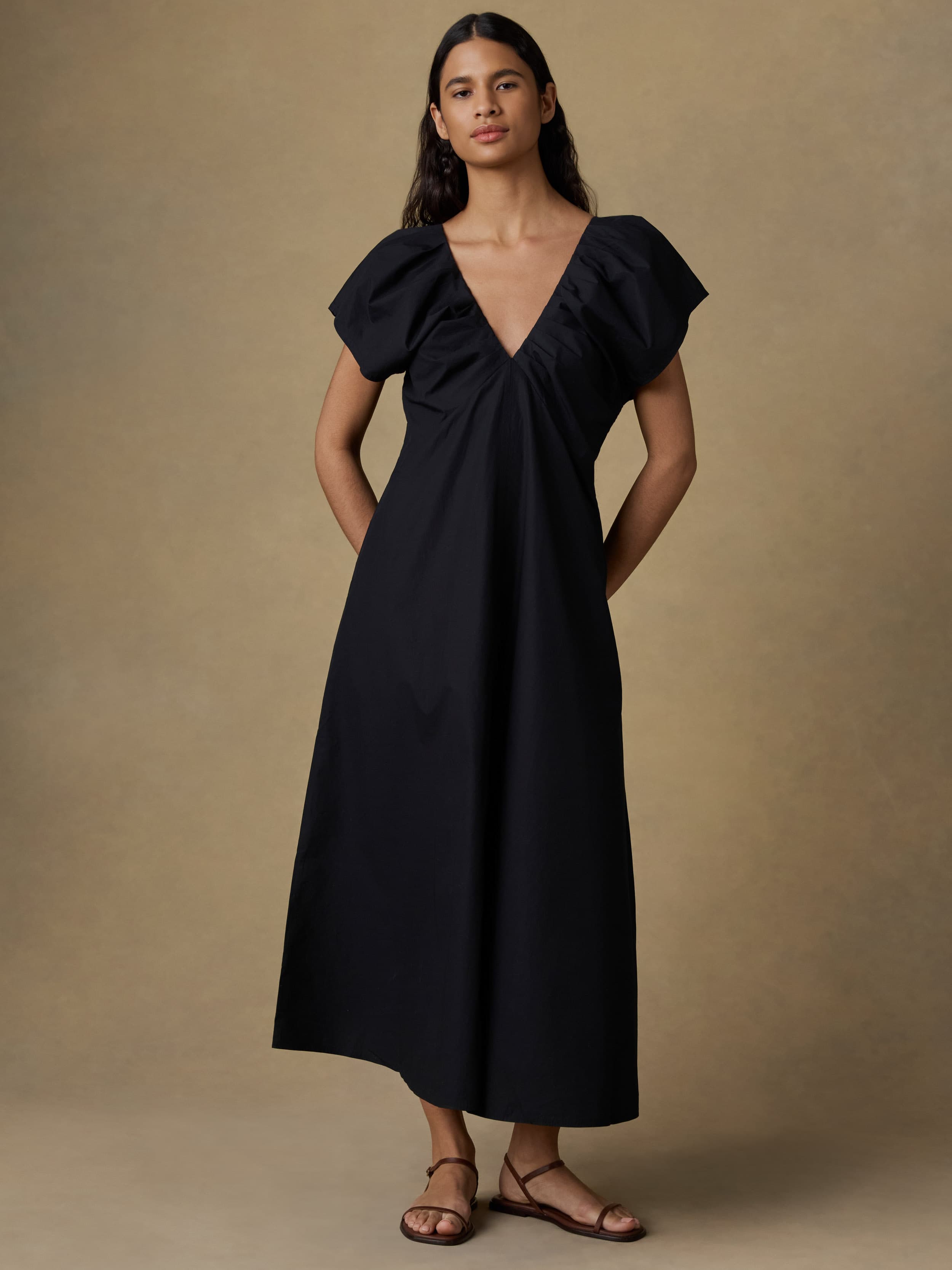 Coastal Poplin Bondhi Dress - Black | Faherty Brand