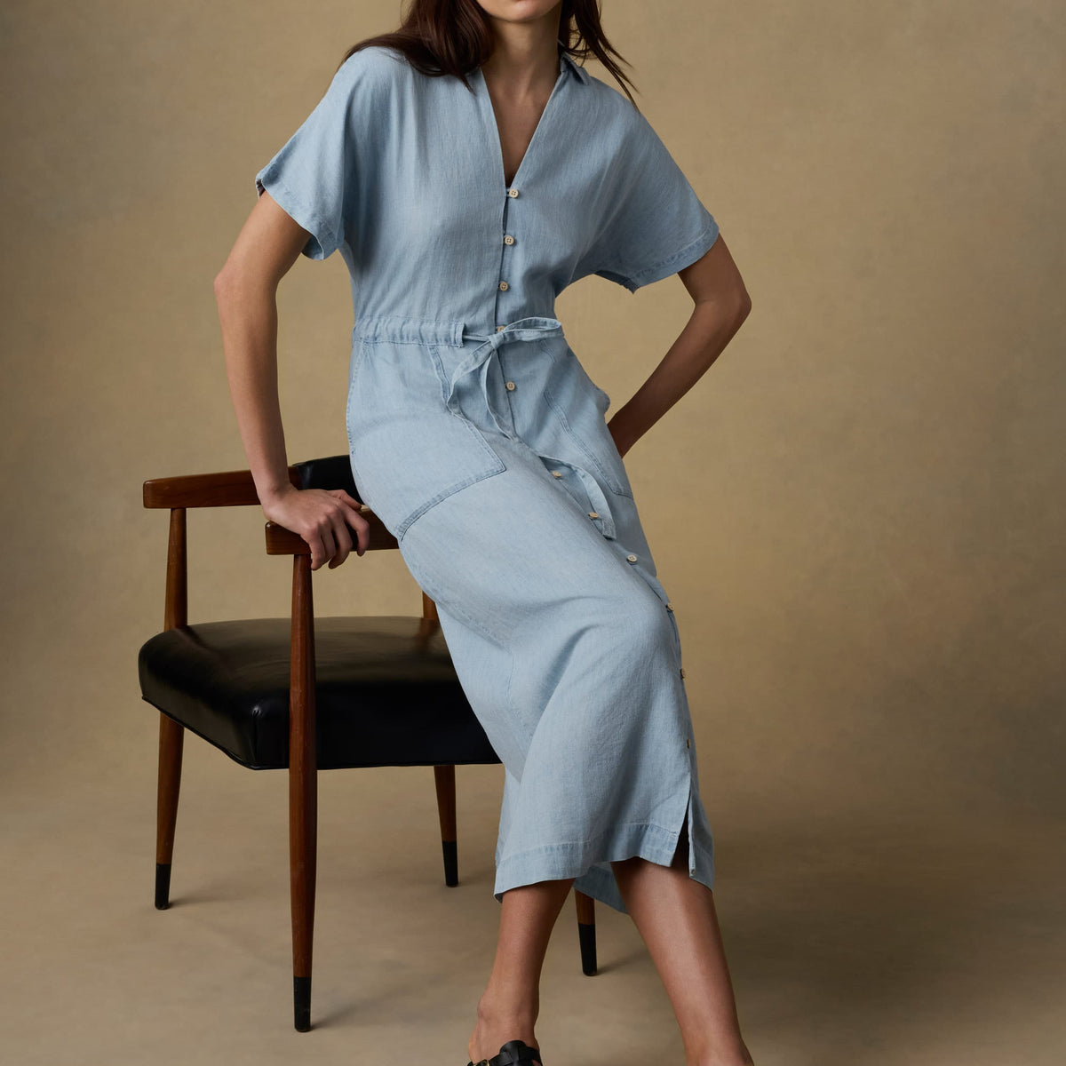 Tried & True Oakley Midi Dress - Arctic Sea Wash