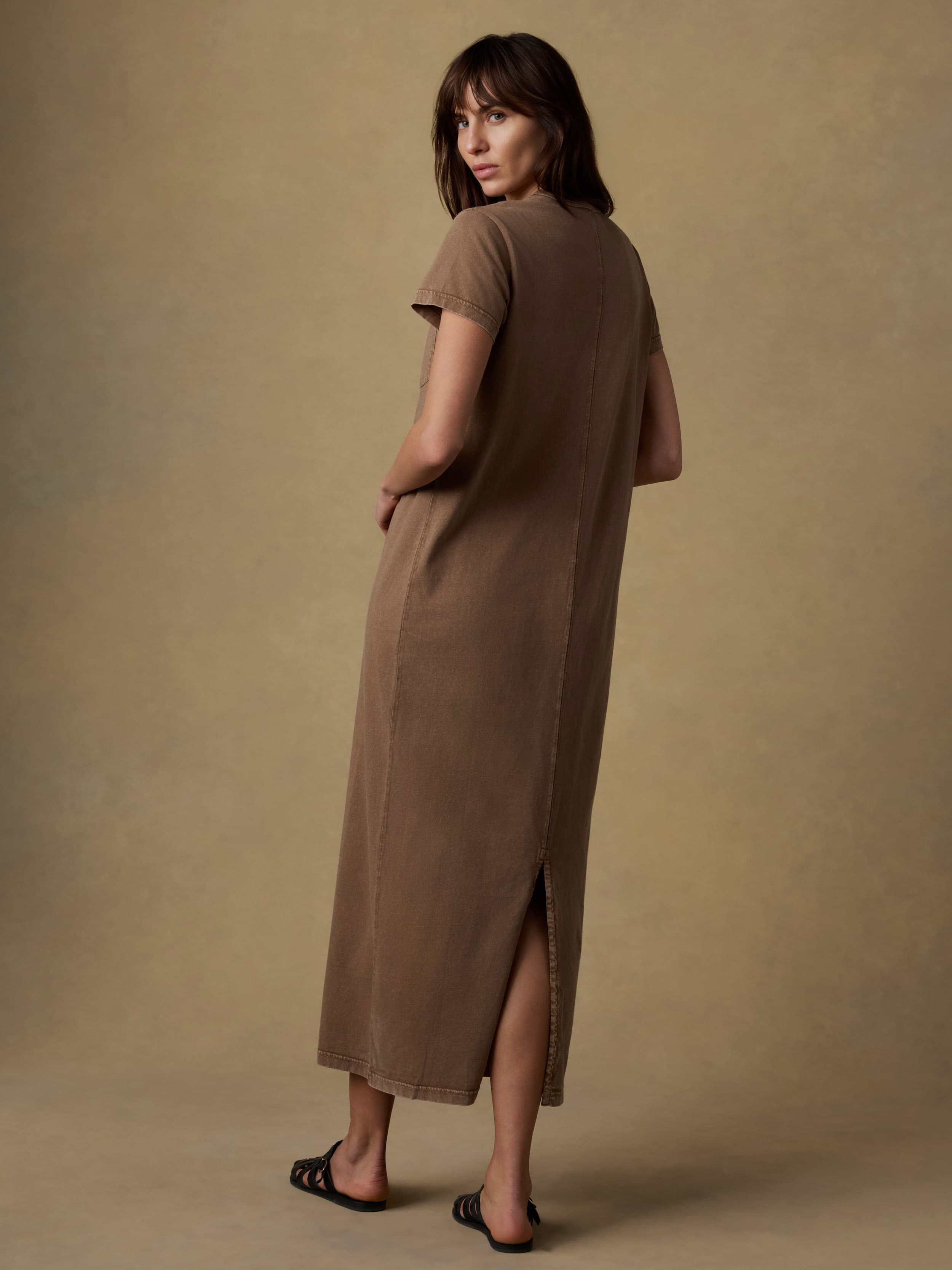 Faherty Women's Recycled Cotton Jersey T-Shirt Dress - Alpine Brown, Size XL Faherty Women's Recycled Cotton Jersey T-Shirt Dress - Alpine Brown, Size XL