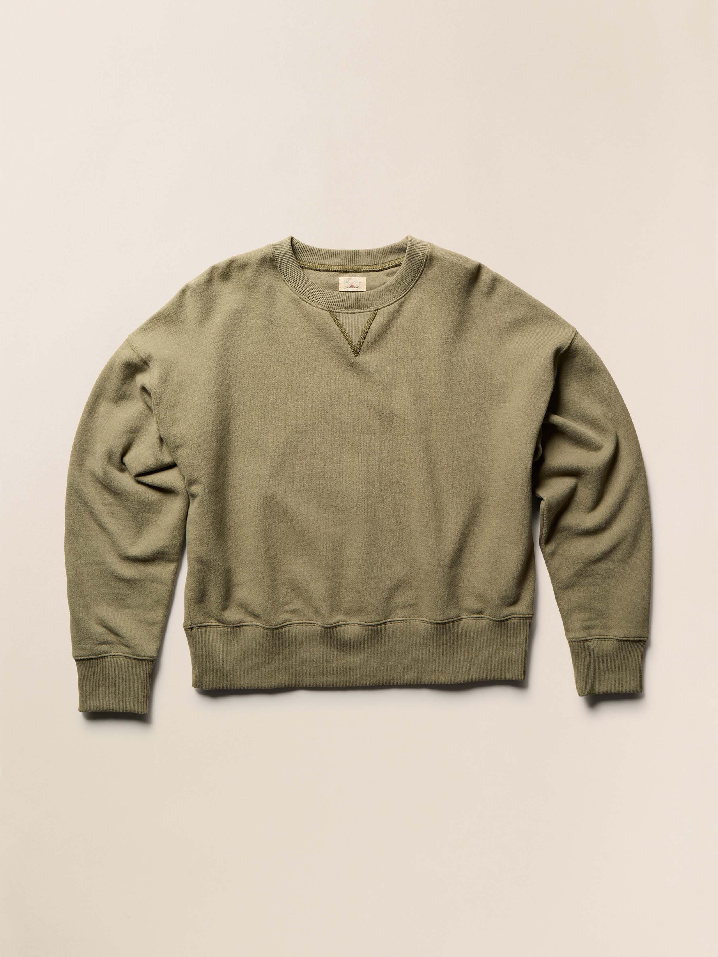 High Standard Fleece Vintage Crewneck - Island Olive | Faherty Brand