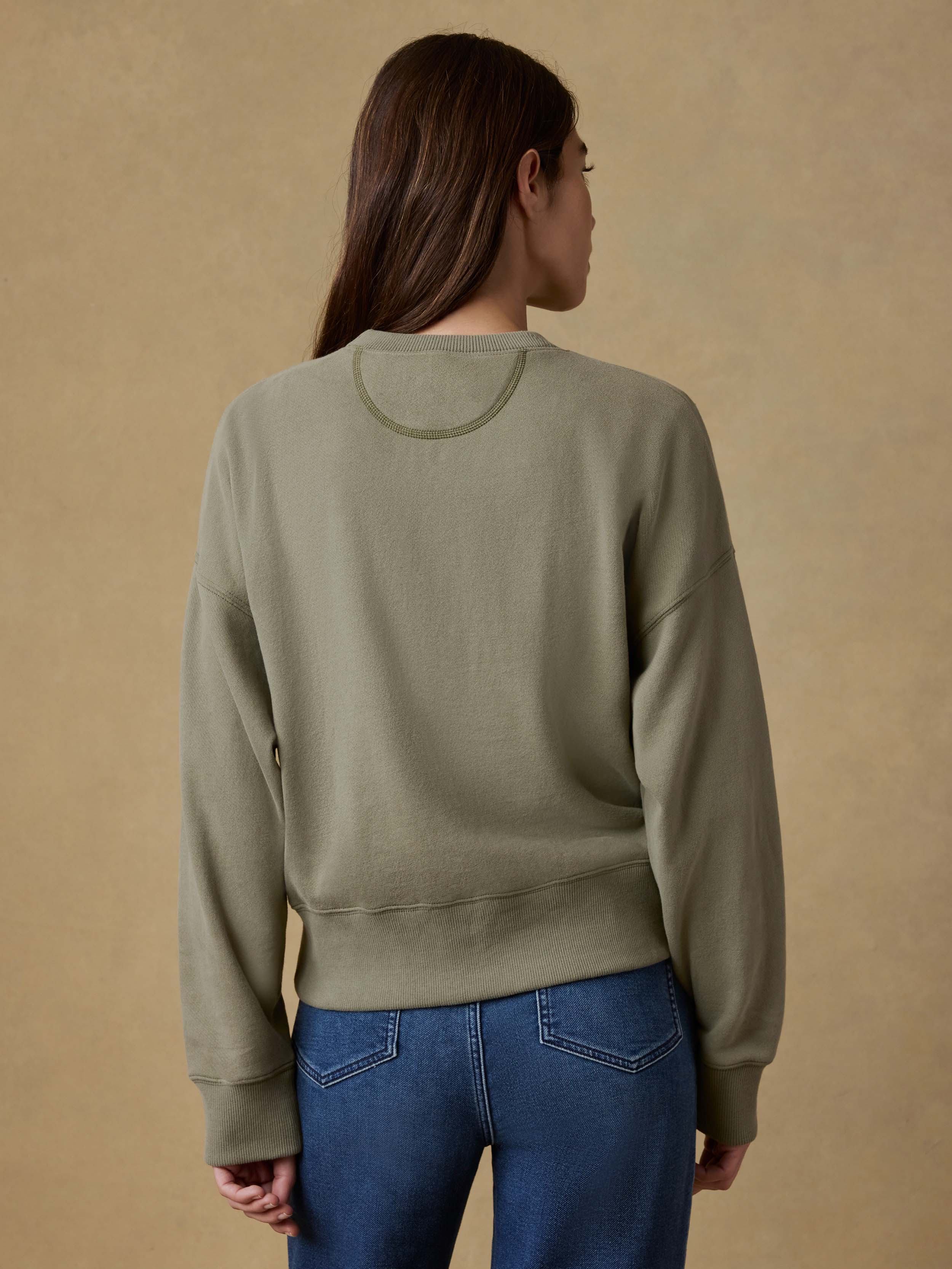 High Standard Fleece Vintage Crewneck - Island Olive | Faherty Brand
