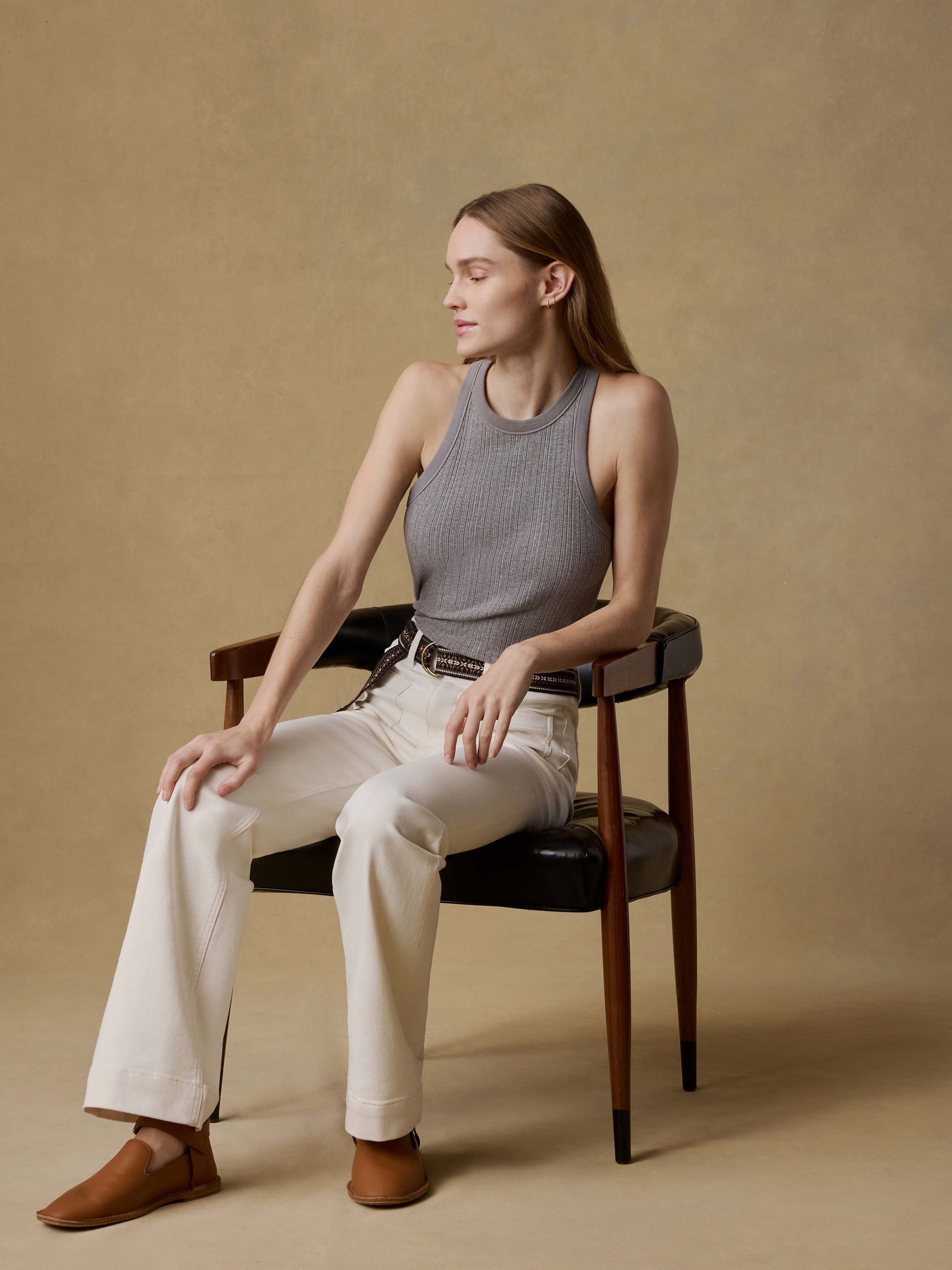 Paradise Pointelle Tank - Medium Grey Heather | Faherty Brand
