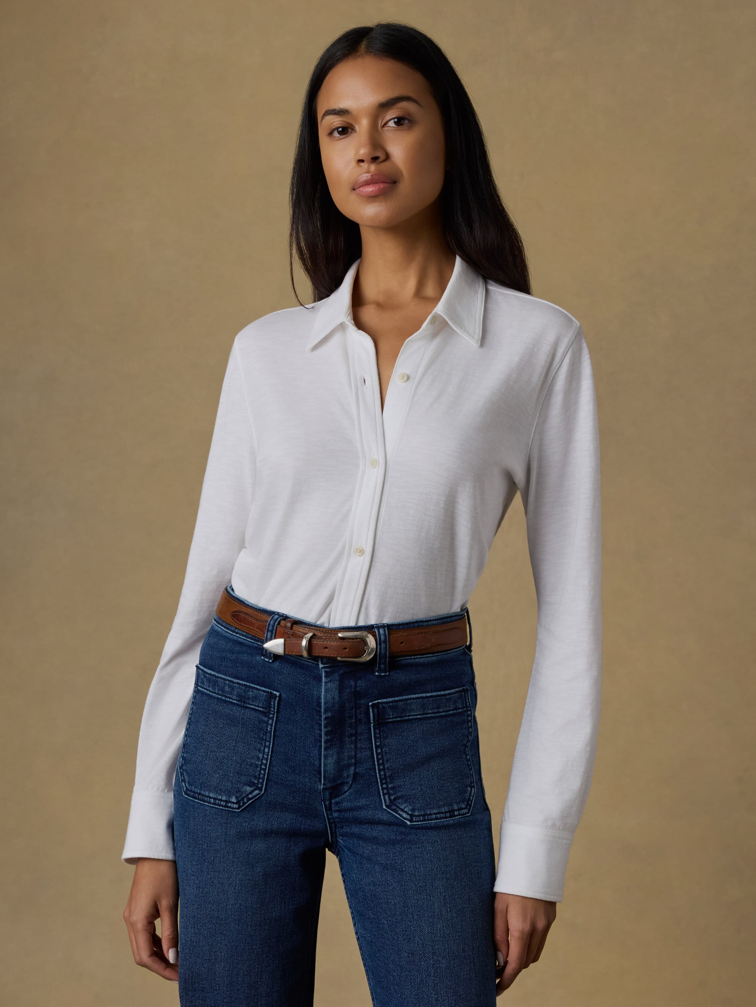 Sunwashed Knit Shirt - White | Faherty Brand