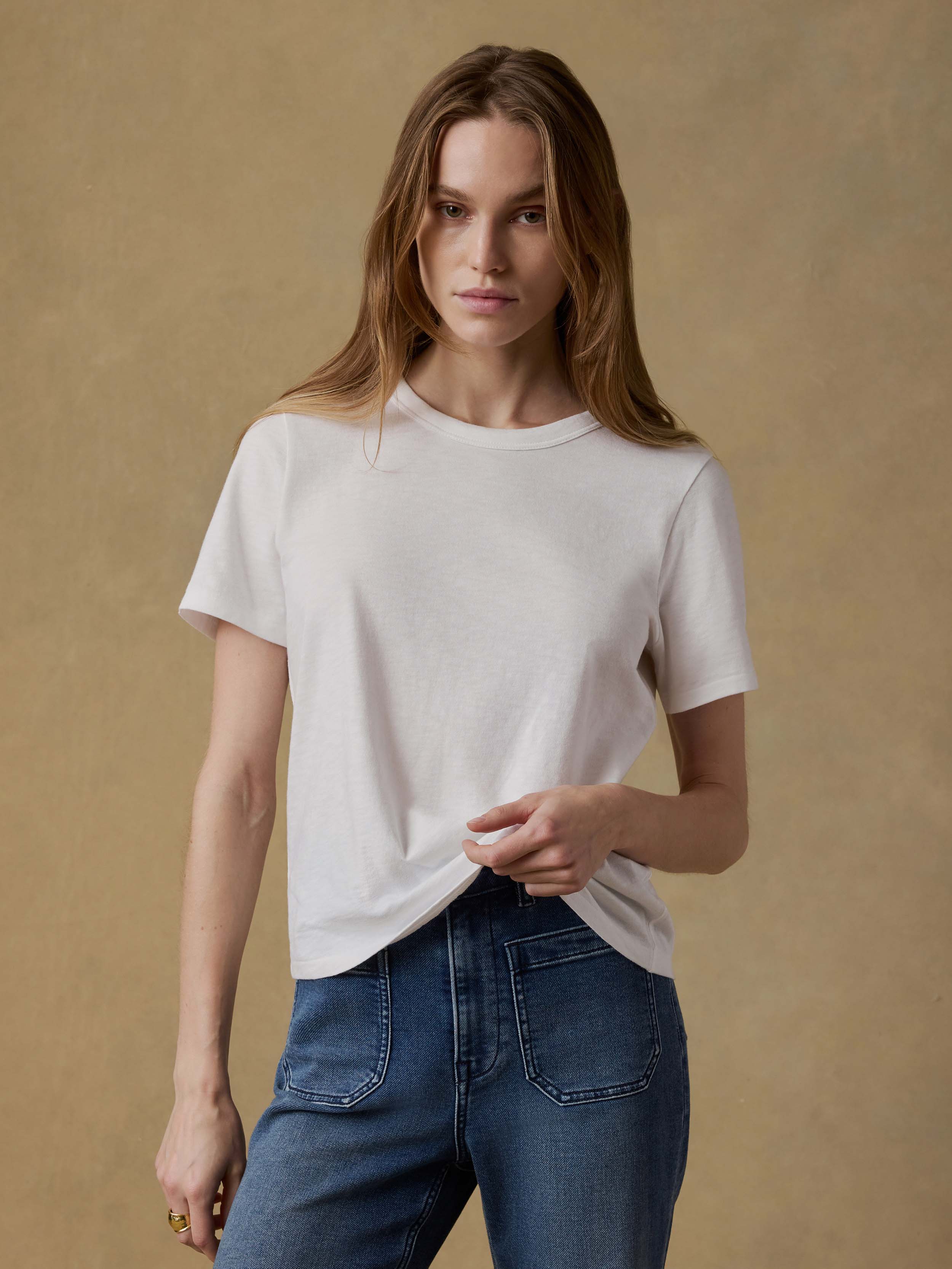 Sunwashed Regenerative Tee - White | Faherty Brand
