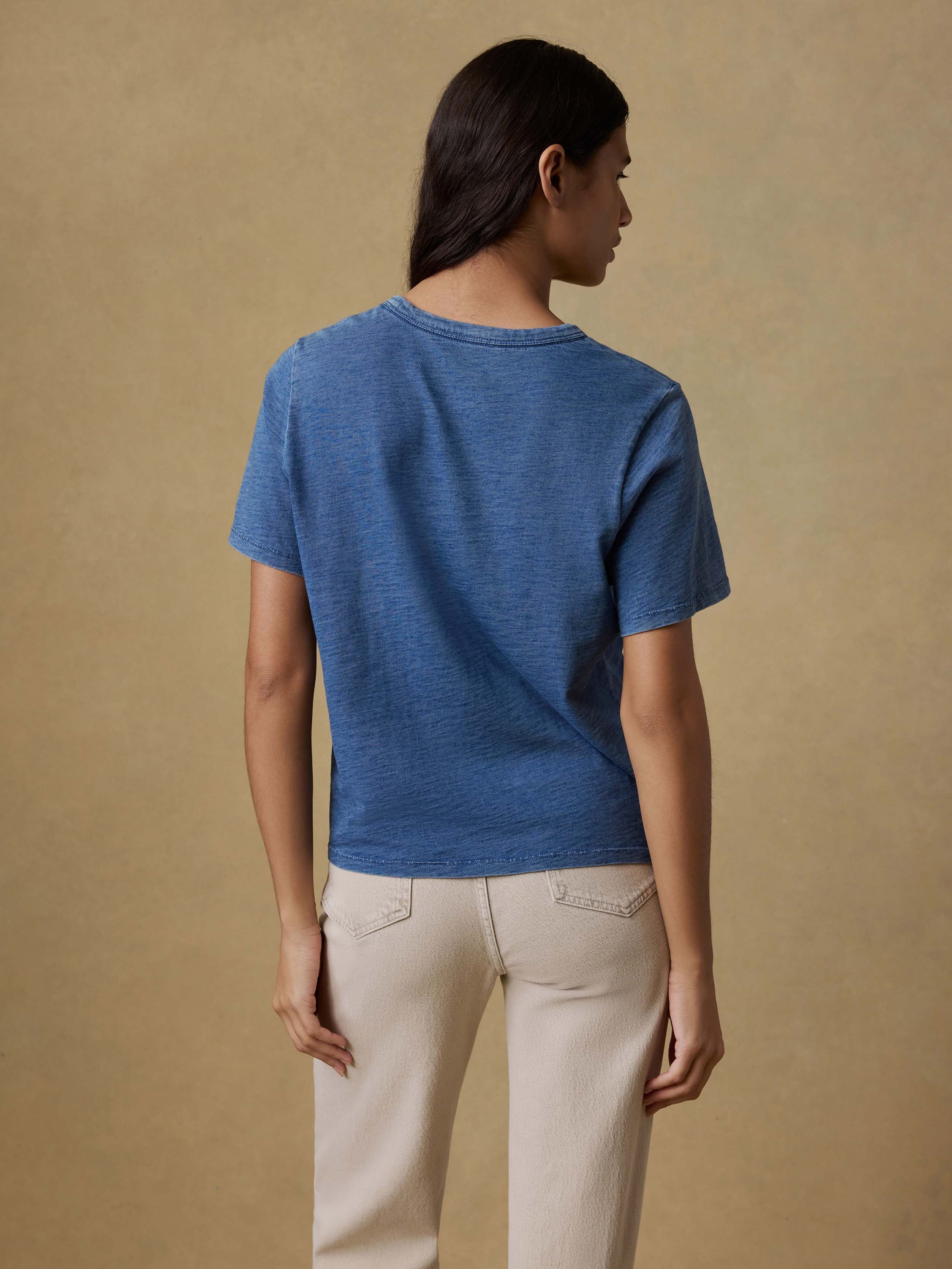 Sunwashed Regenerative Tee - Medium Indigo Wash | Faherty Brand
