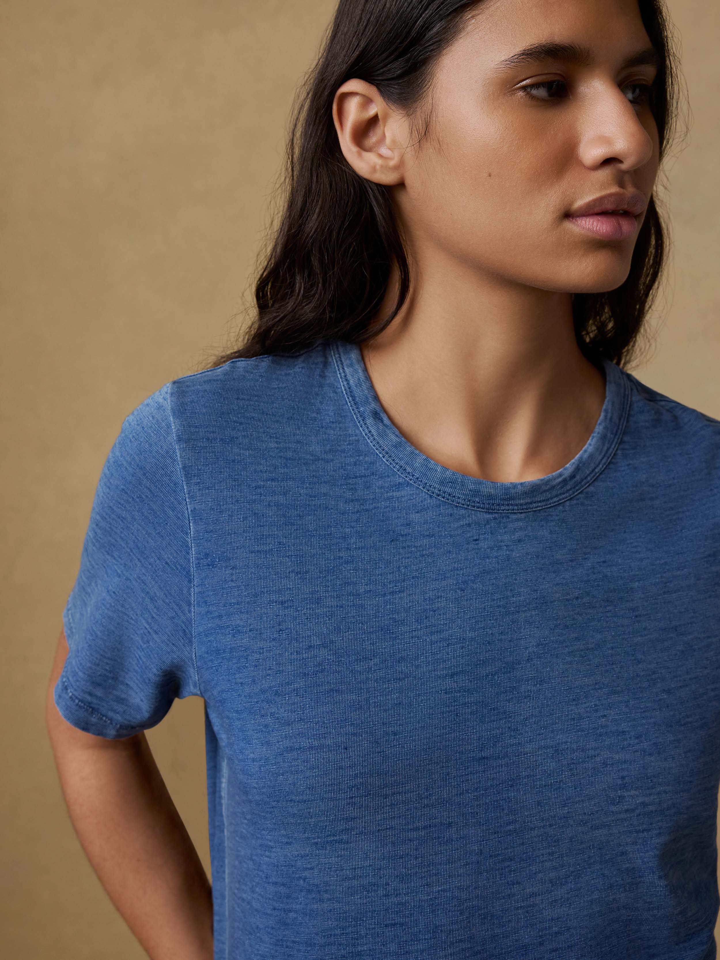 Sunwashed Regenerative Tee - Medium Indigo Wash | Faherty Brand