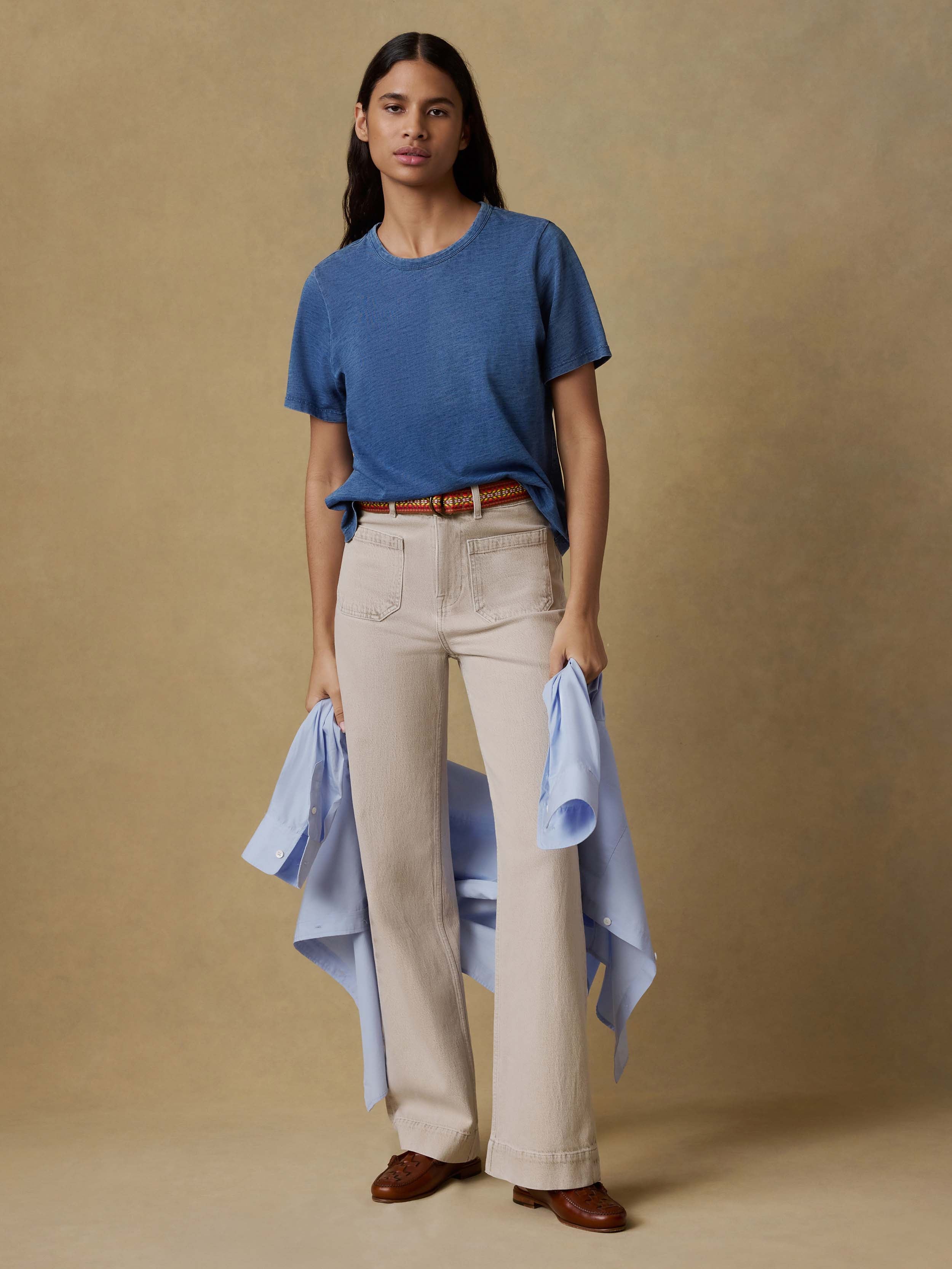 Sunwashed Regenerative Tee - Medium Indigo Wash | Faherty Brand