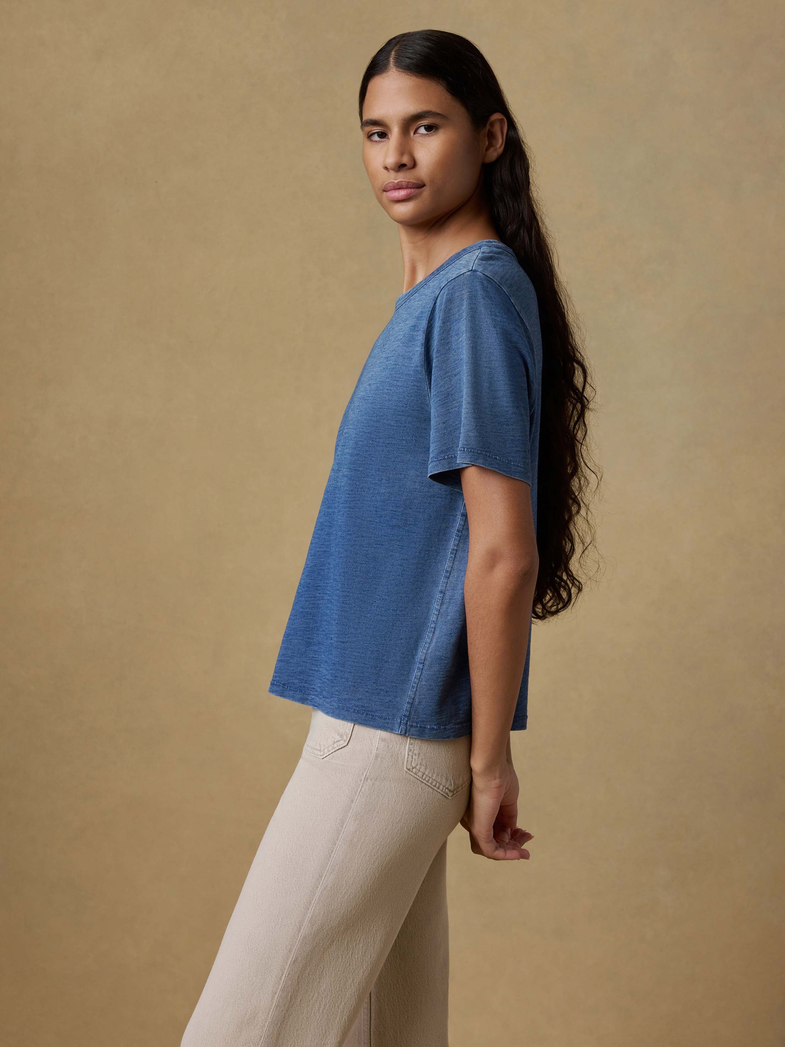 Sunwashed Regenerative Tee - Medium Indigo Wash | Faherty Brand