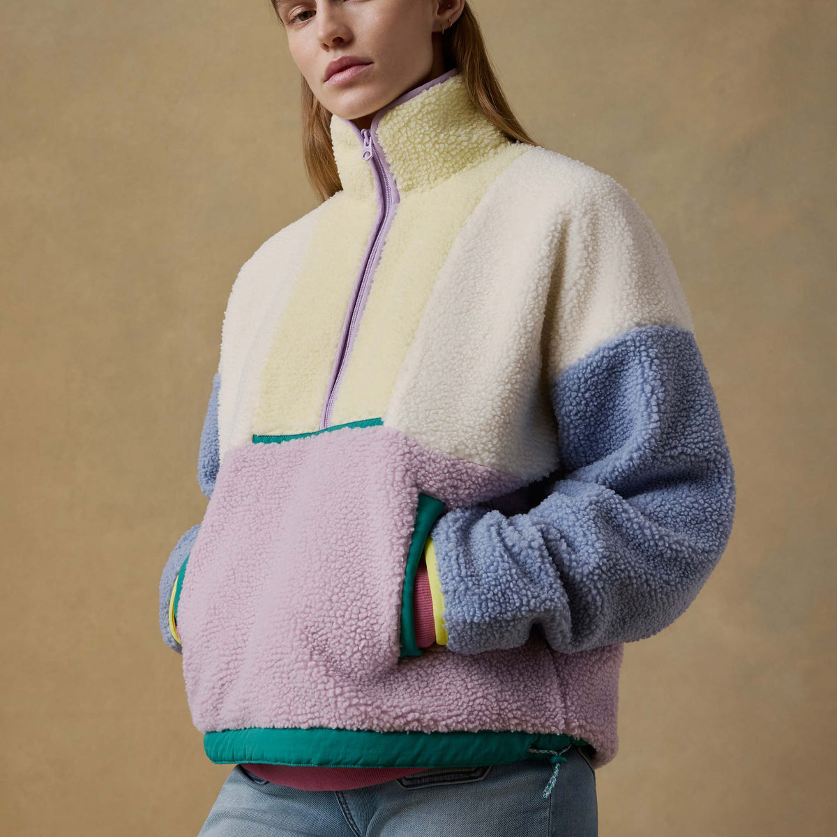 Felpa CMP Donna Con Zip Intera, Tessuto Elasticizzato, Colore Blu/Blu Scuro/Arancio Fluorescente, Taglia 40