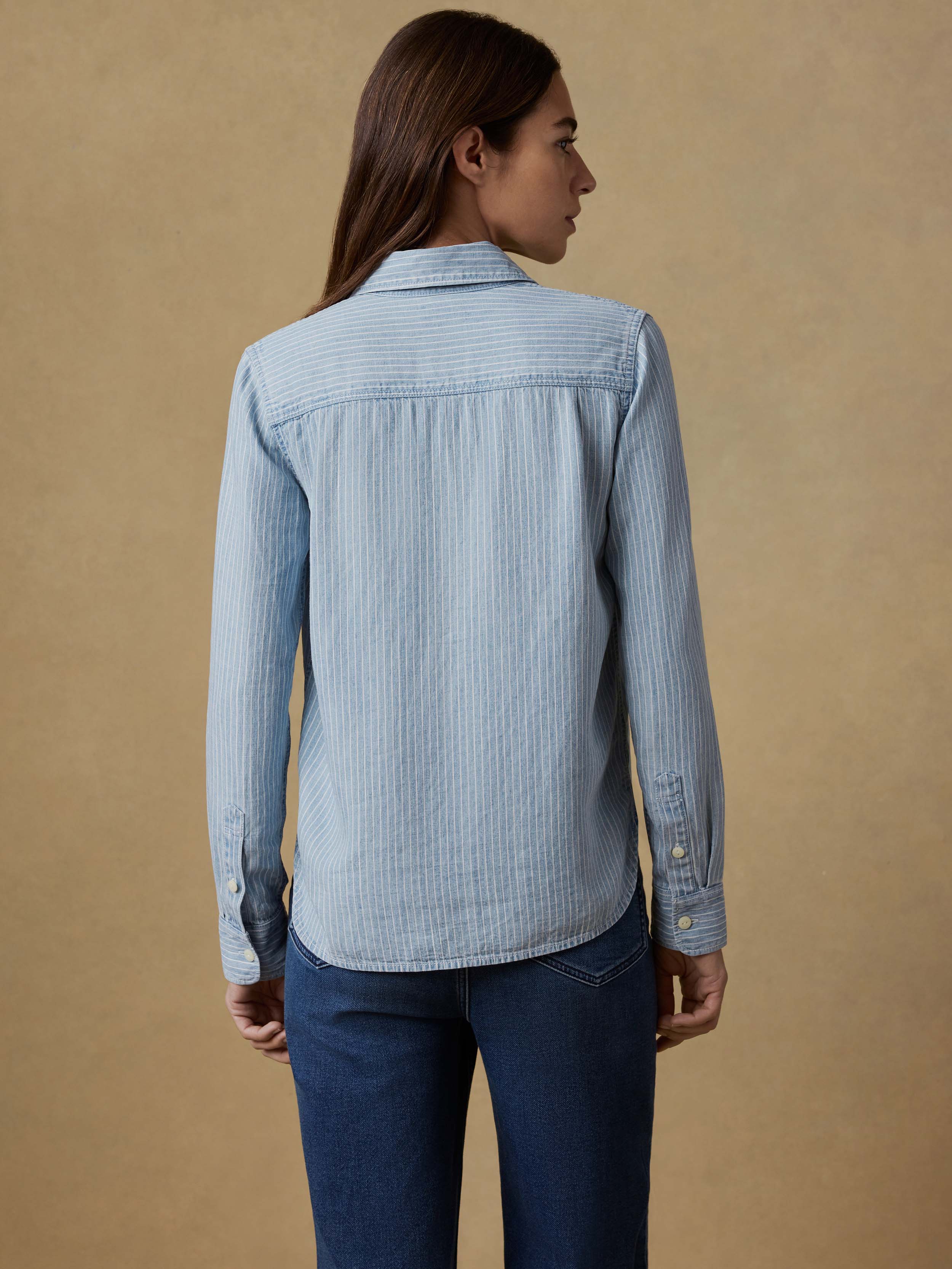 Tried & True Chambray Classic Shirt - Bluewater Stripe Wash | Faherty Brand