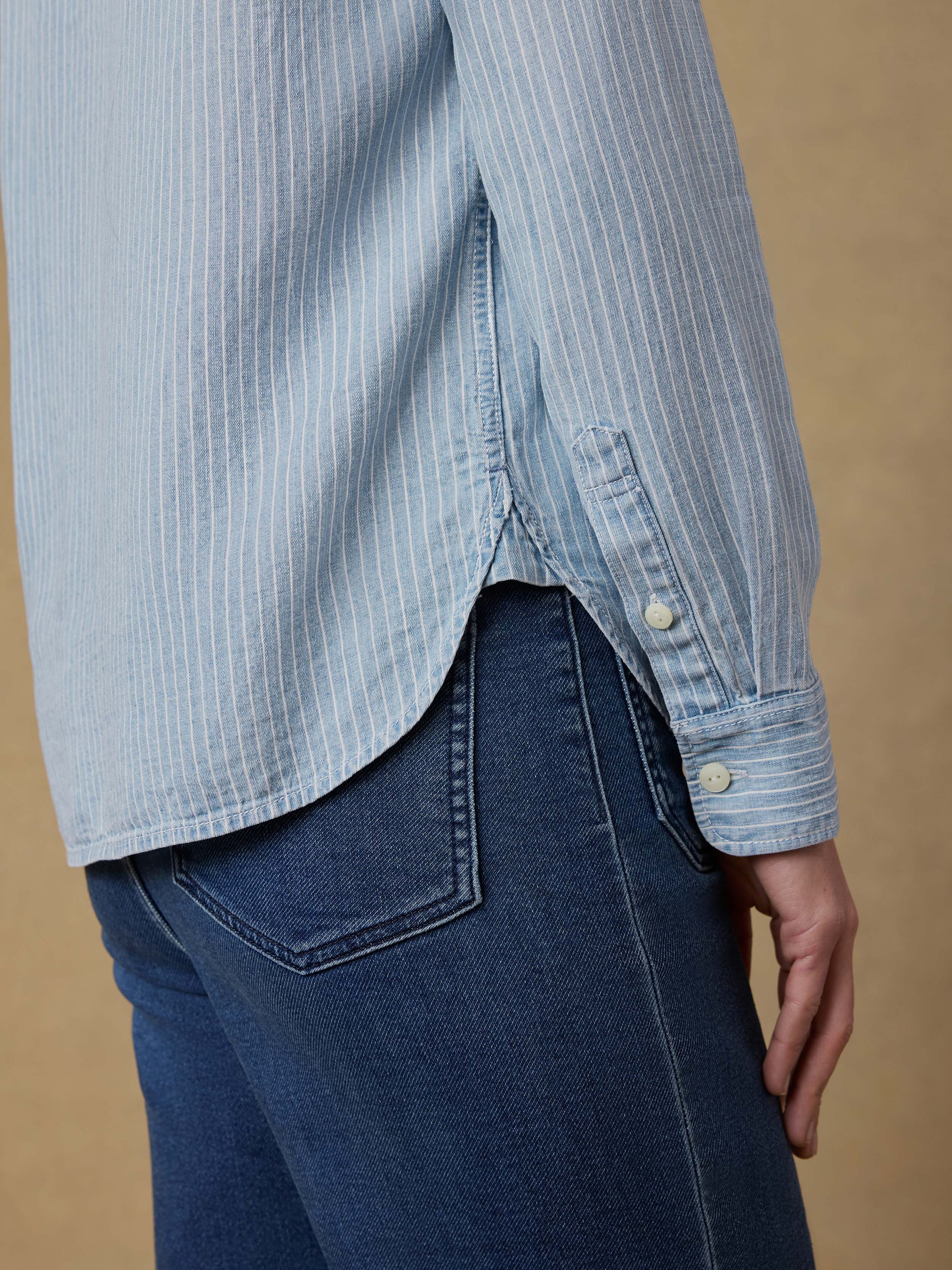 Tried & True Chambray Classic Shirt - Bluewater Stripe Wash | Faherty Brand