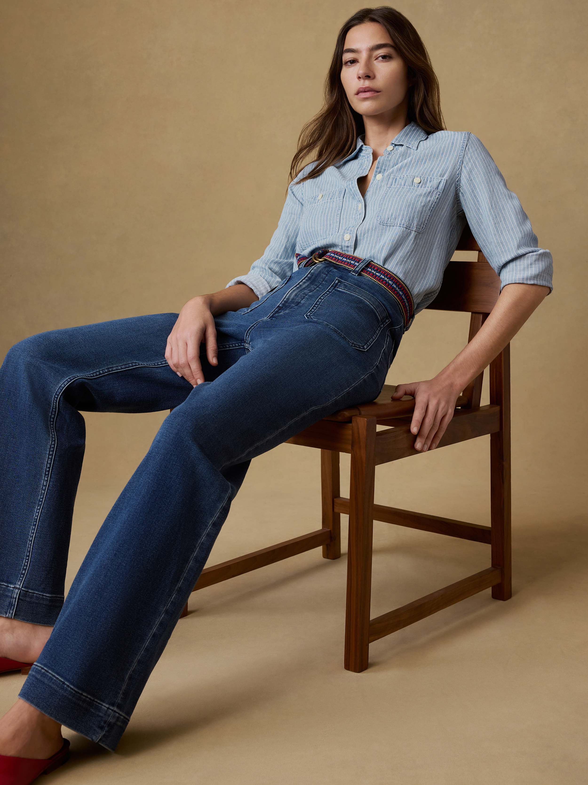 Tried & True Chambray Classic Shirt - Bluewater Stripe Wash | Faherty Brand