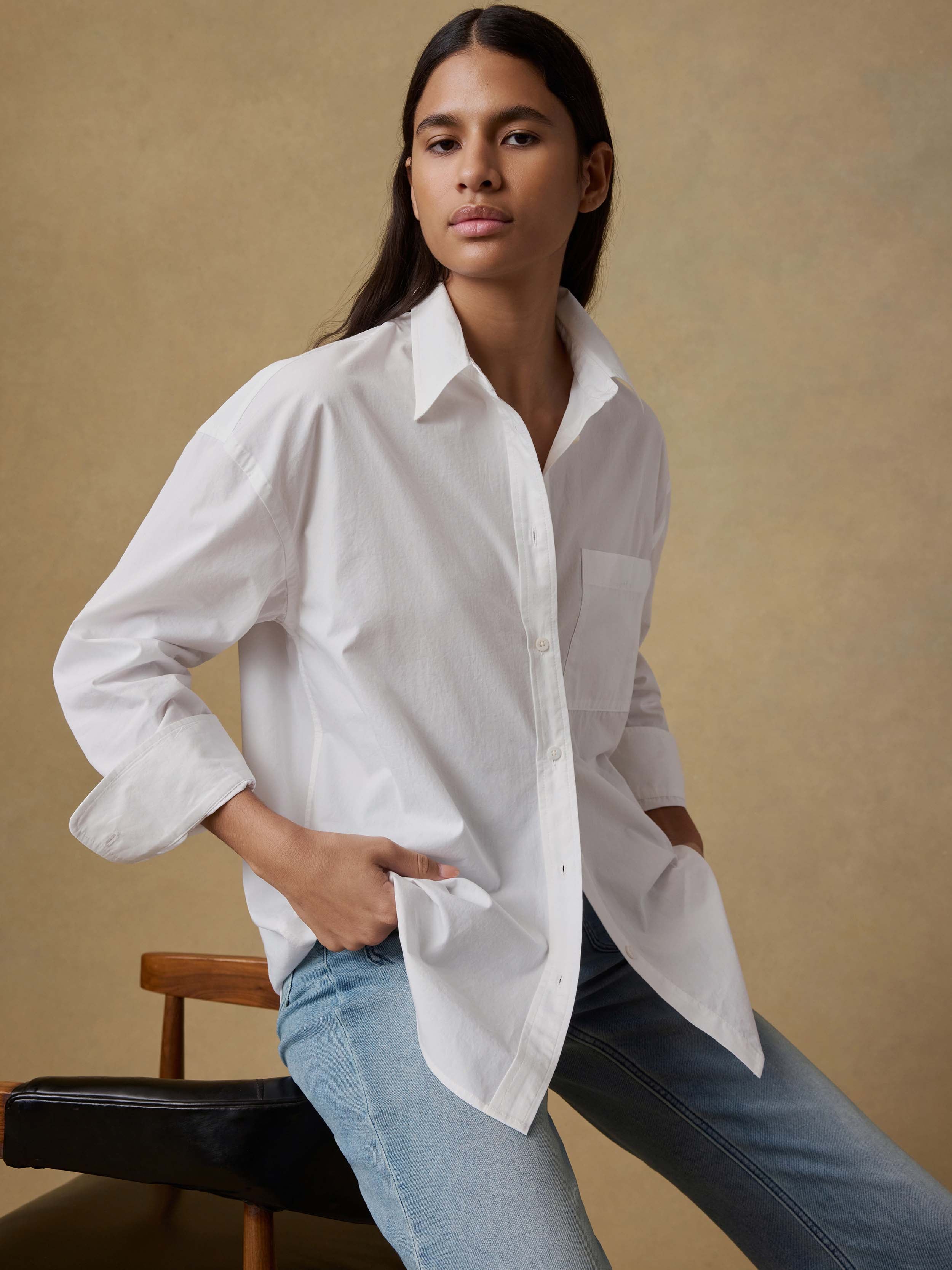 Coastal Poplin Relaxed Shirt - White | Faherty Brand