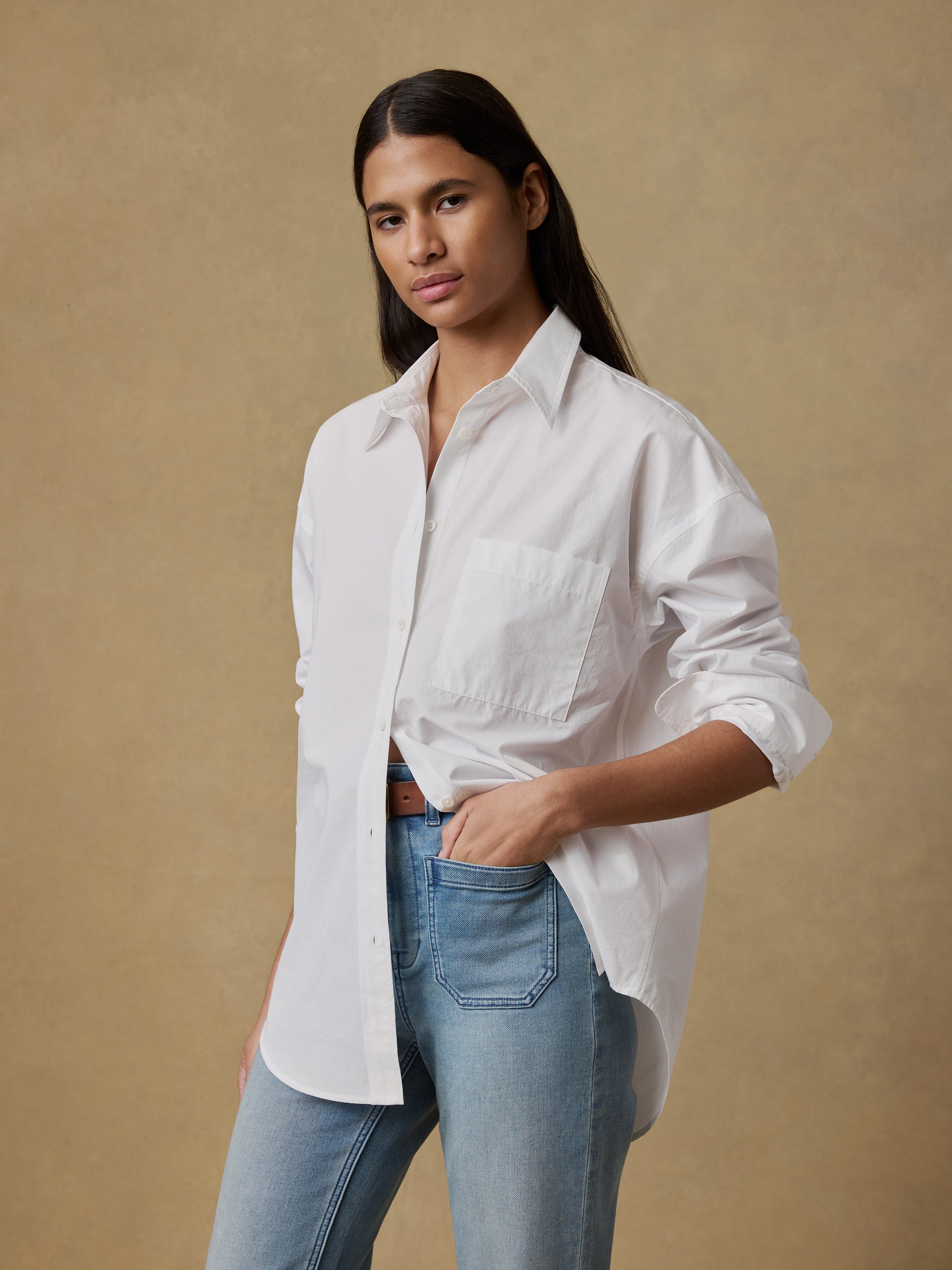 Coastal Poplin Relaxed Shirt - White | Faherty Brand