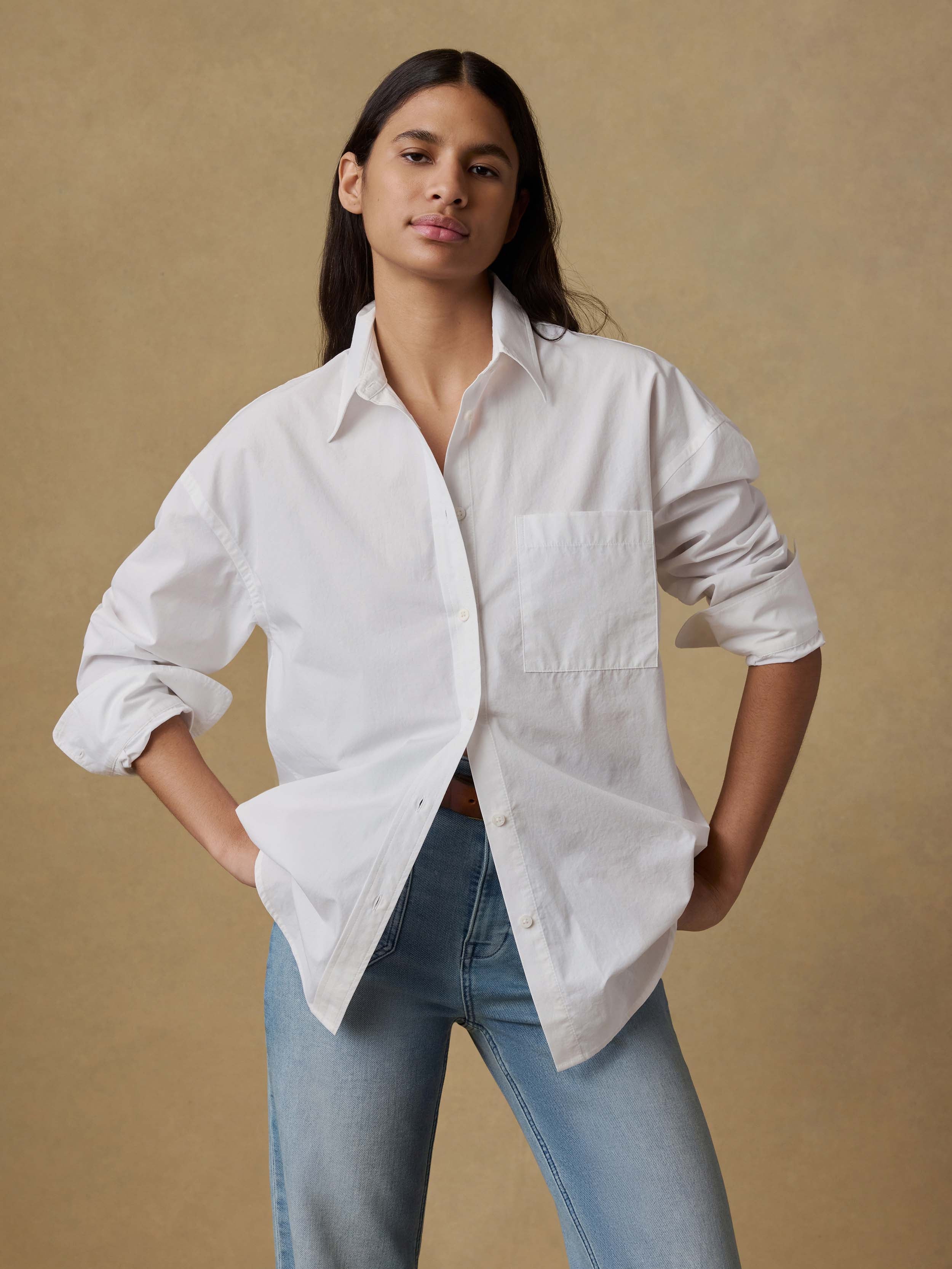 Coastal Poplin Relaxed Shirt - White | Faherty Brand