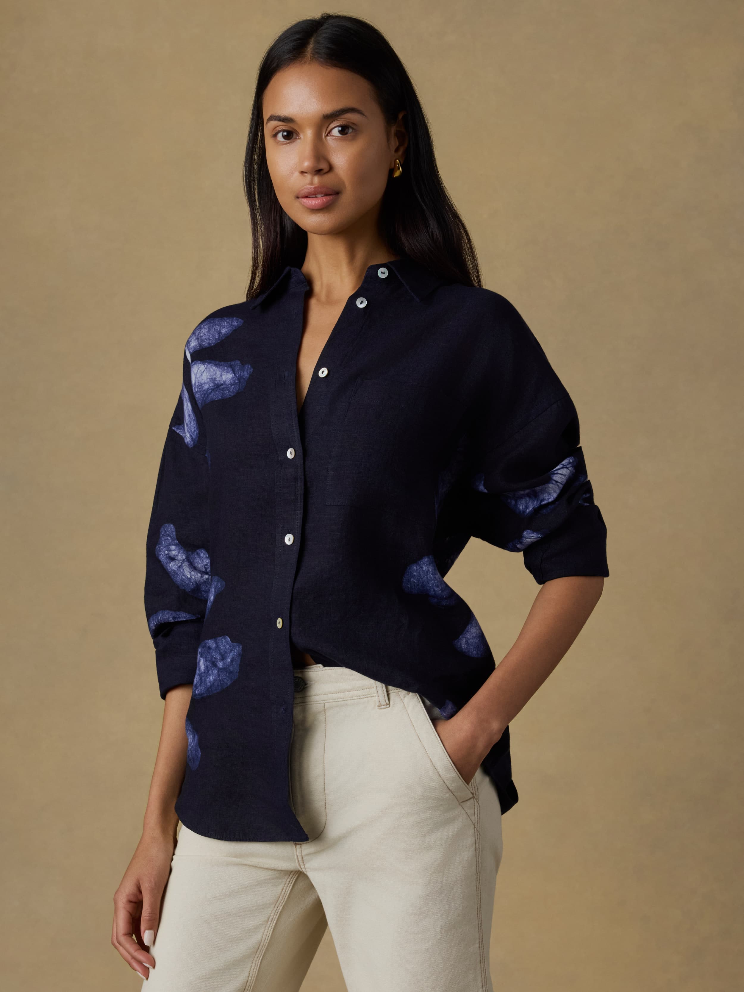 batik dress shirt Indigo Wayfinder Batik Short Sleeve Shirt