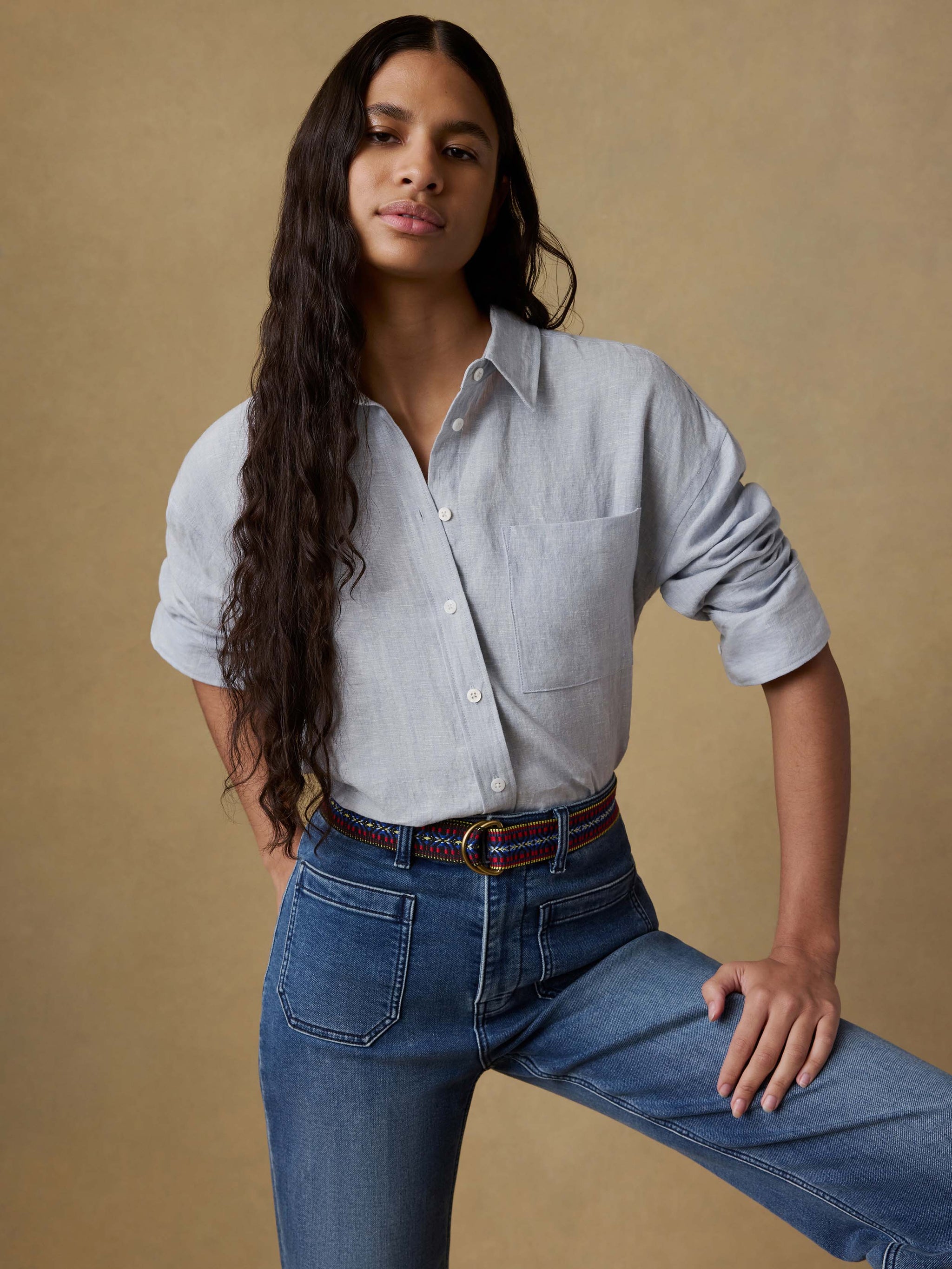 Laguna Linen Relaxed Shirt (Blue Fog)