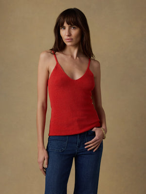 Miramar Linen Sweater Cami - Poppy Red