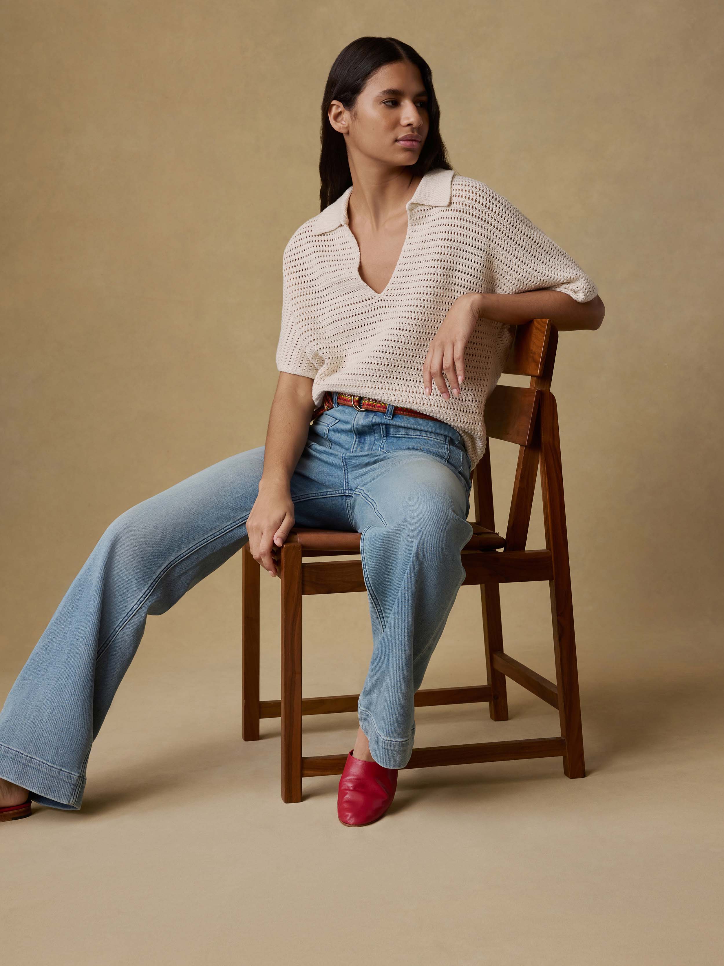 Seacoast Crochet Polo - Cream | Faherty Brand