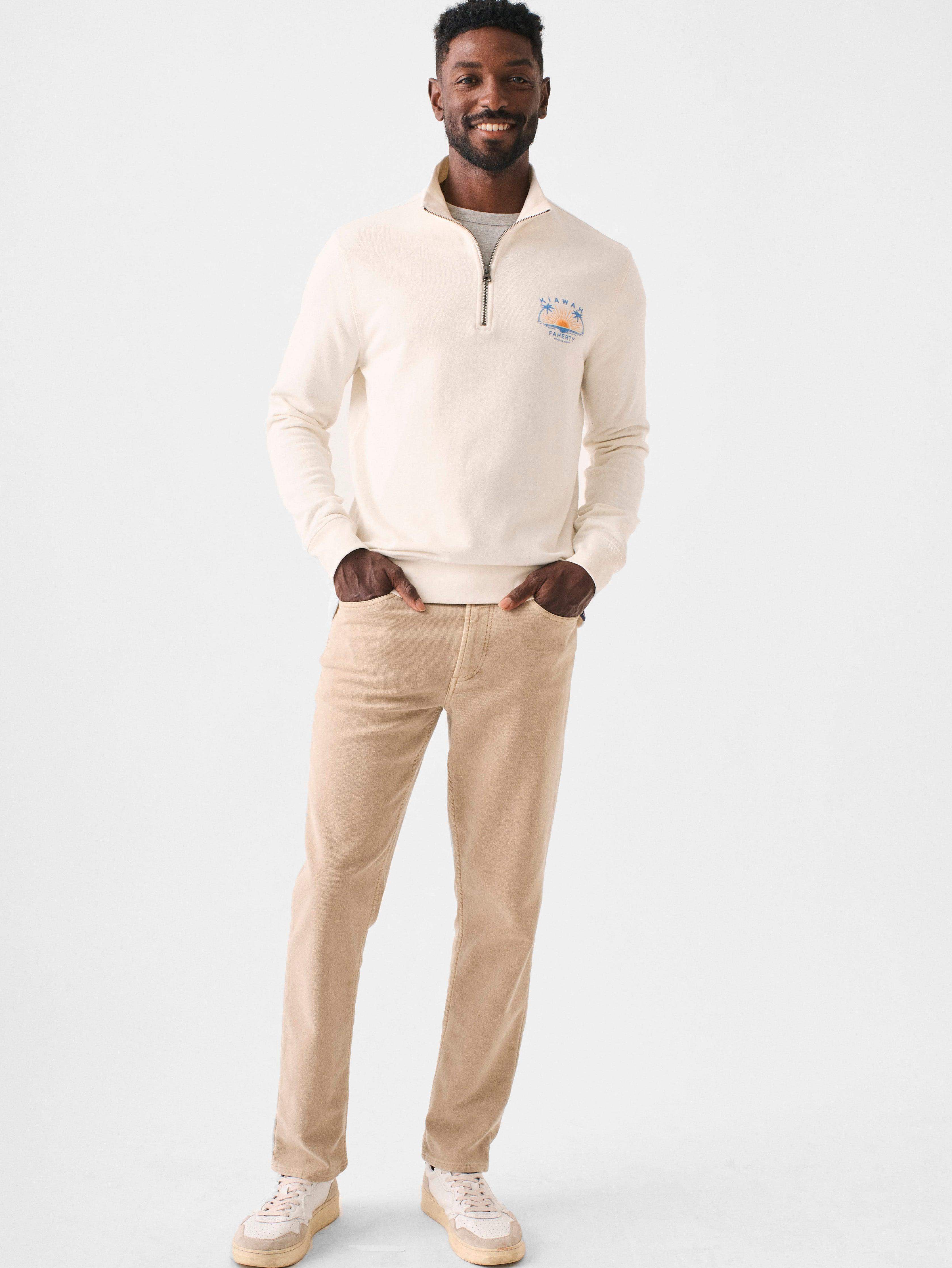  | Kiawah Long-Sleeve Terry Quarter-Zip - Solar White | Faherty Brand