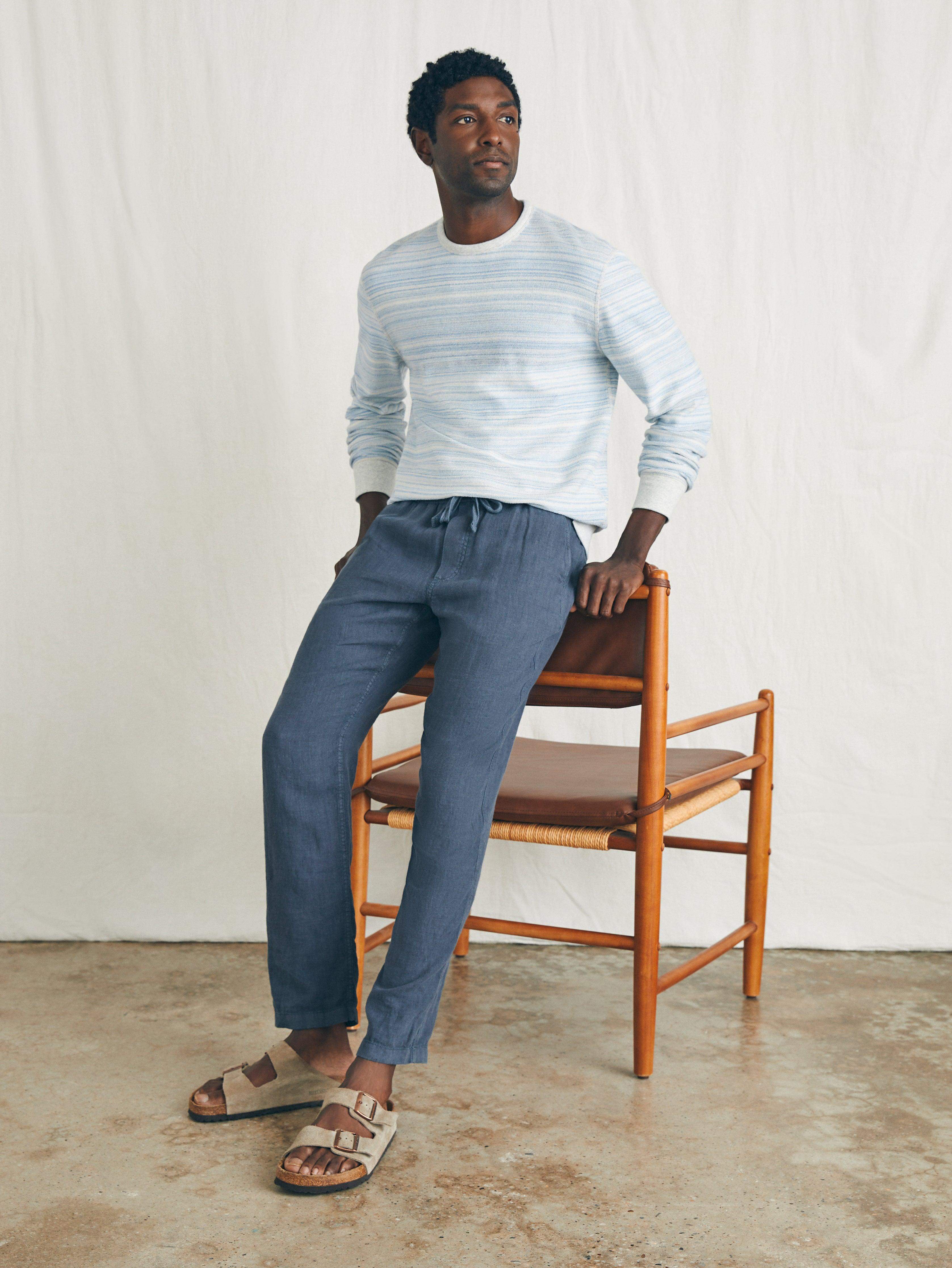Linen Drawstring Pant - Look Out Navy | Faherty Brand