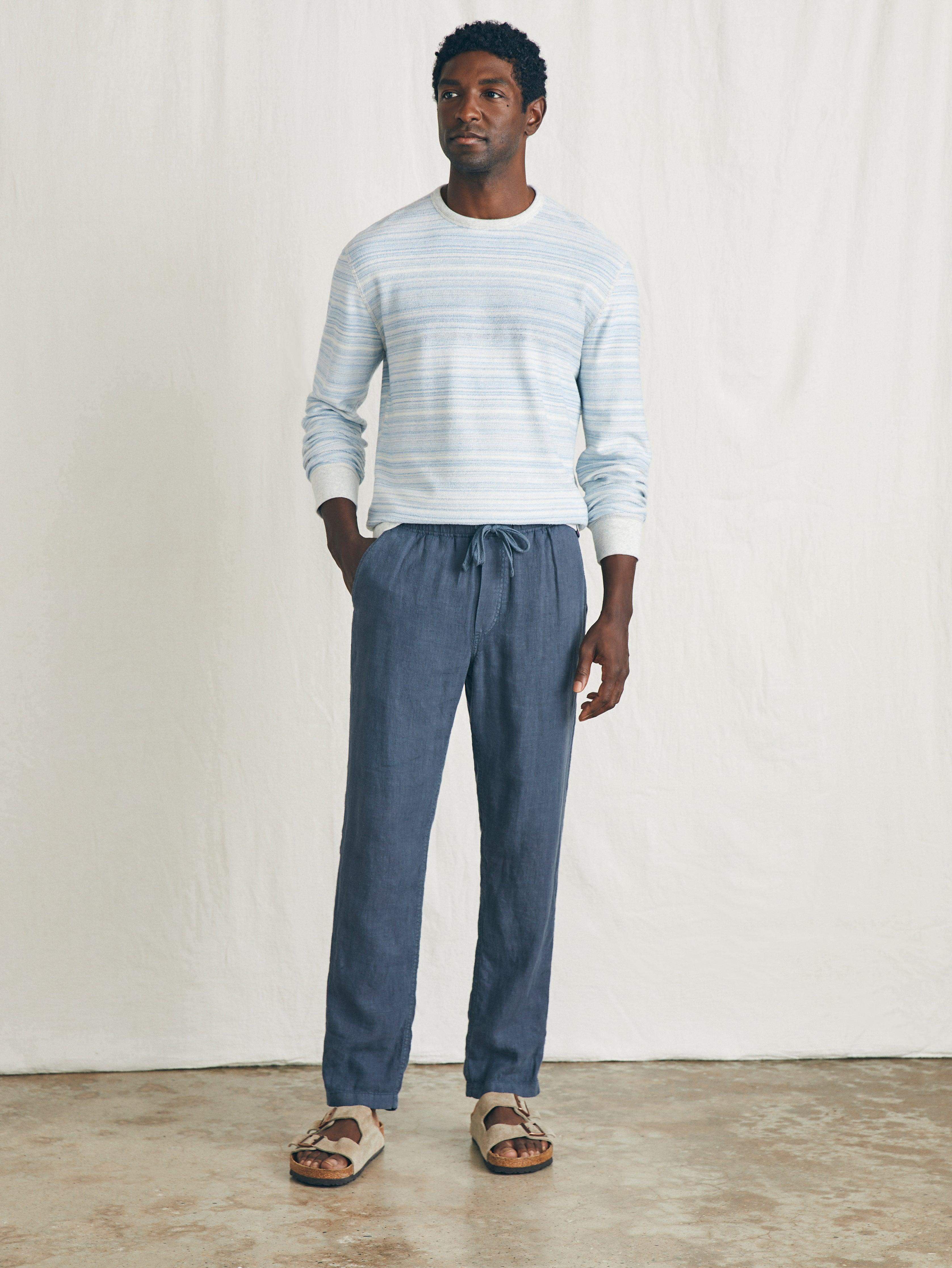 Linen Drawstring Pant - Look Out Navy | Faherty Brand